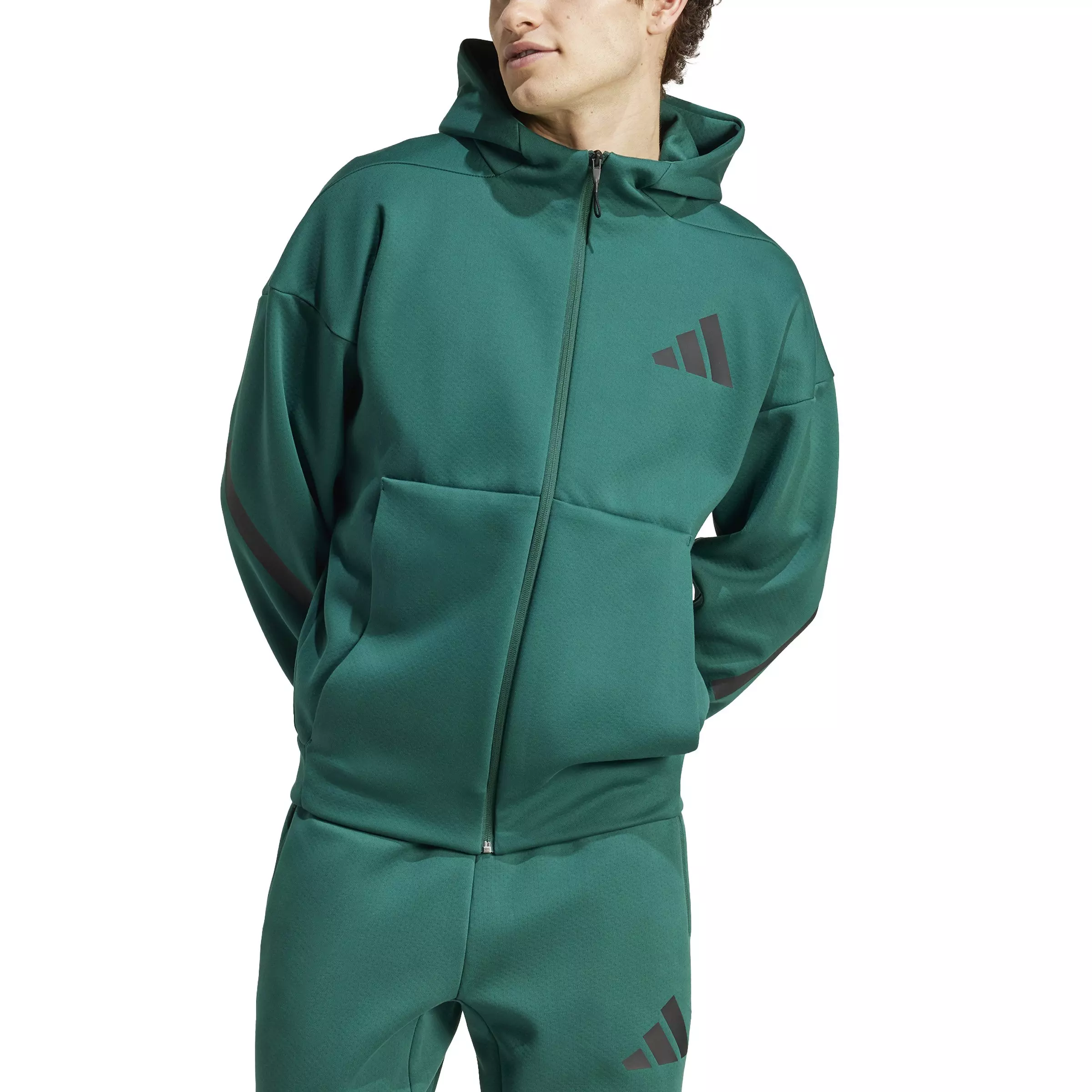 adidas Men's Z.N.E. Full-Zip Hooded Track Jacket - Green - GREEN