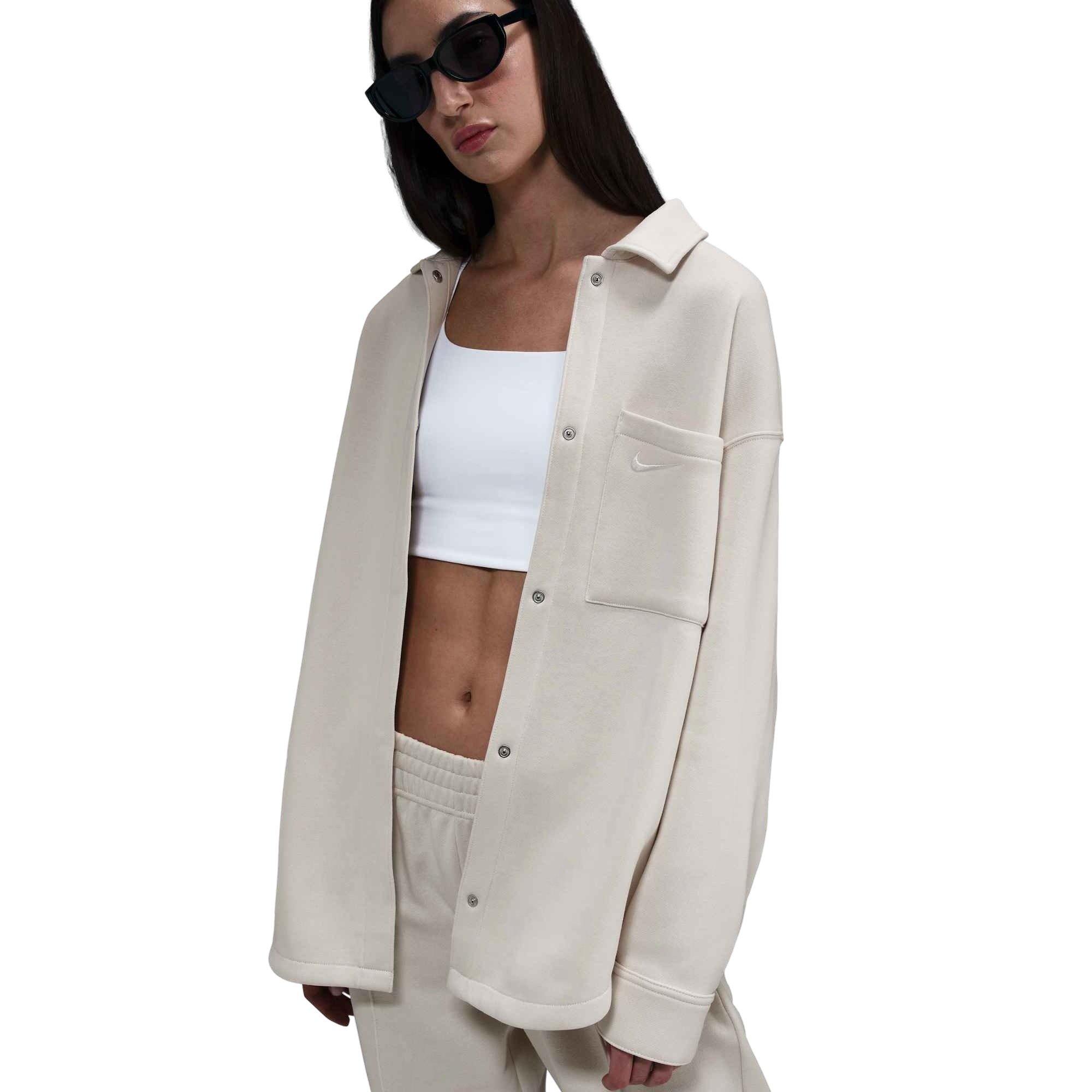 Nike Women's Sportswear Phoenix Fleece Oversized Shirt Jacket - Light Brown - LIGHT BROWN Thumbnail View 1