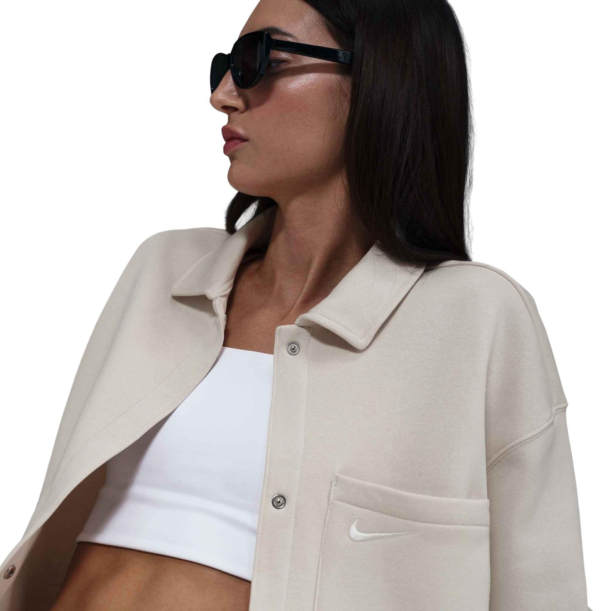 Nike Women's Sportswear Phoenix Fleece Oversized Shirt Jacket - Light Brown - LIGHT BROWN Thumbnail View 3