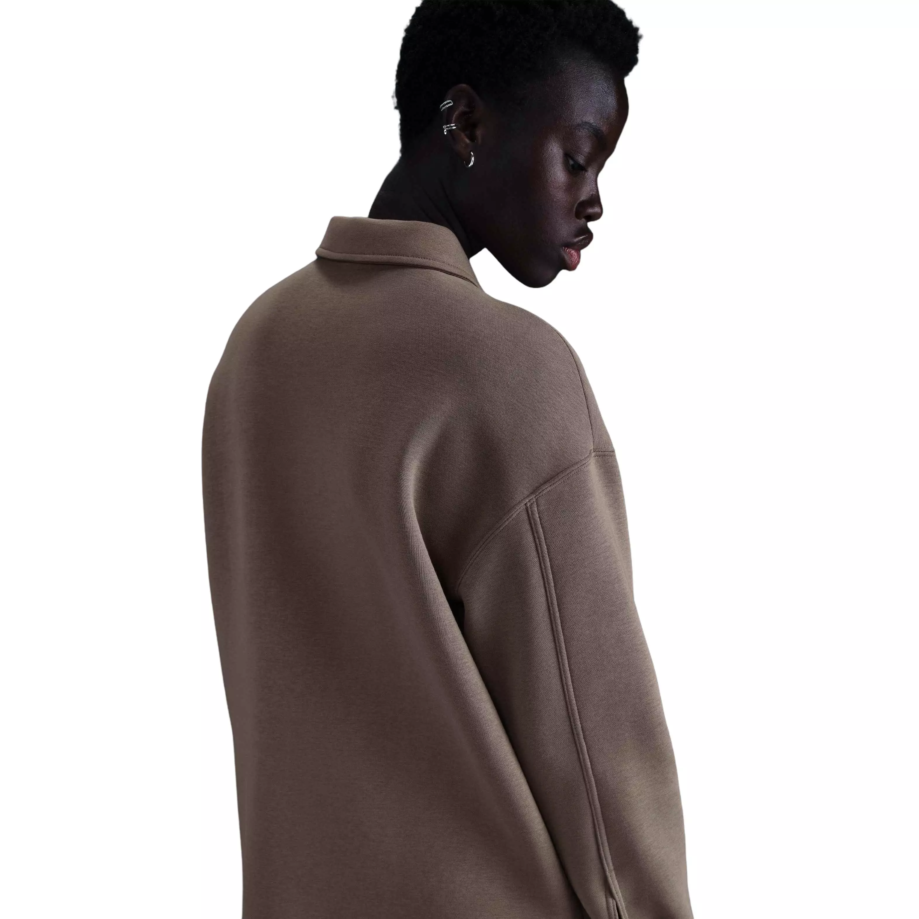 Nike Women's Sportswear Phoenix Fleece Oversized Shirt Jacket - Brown - BROWN