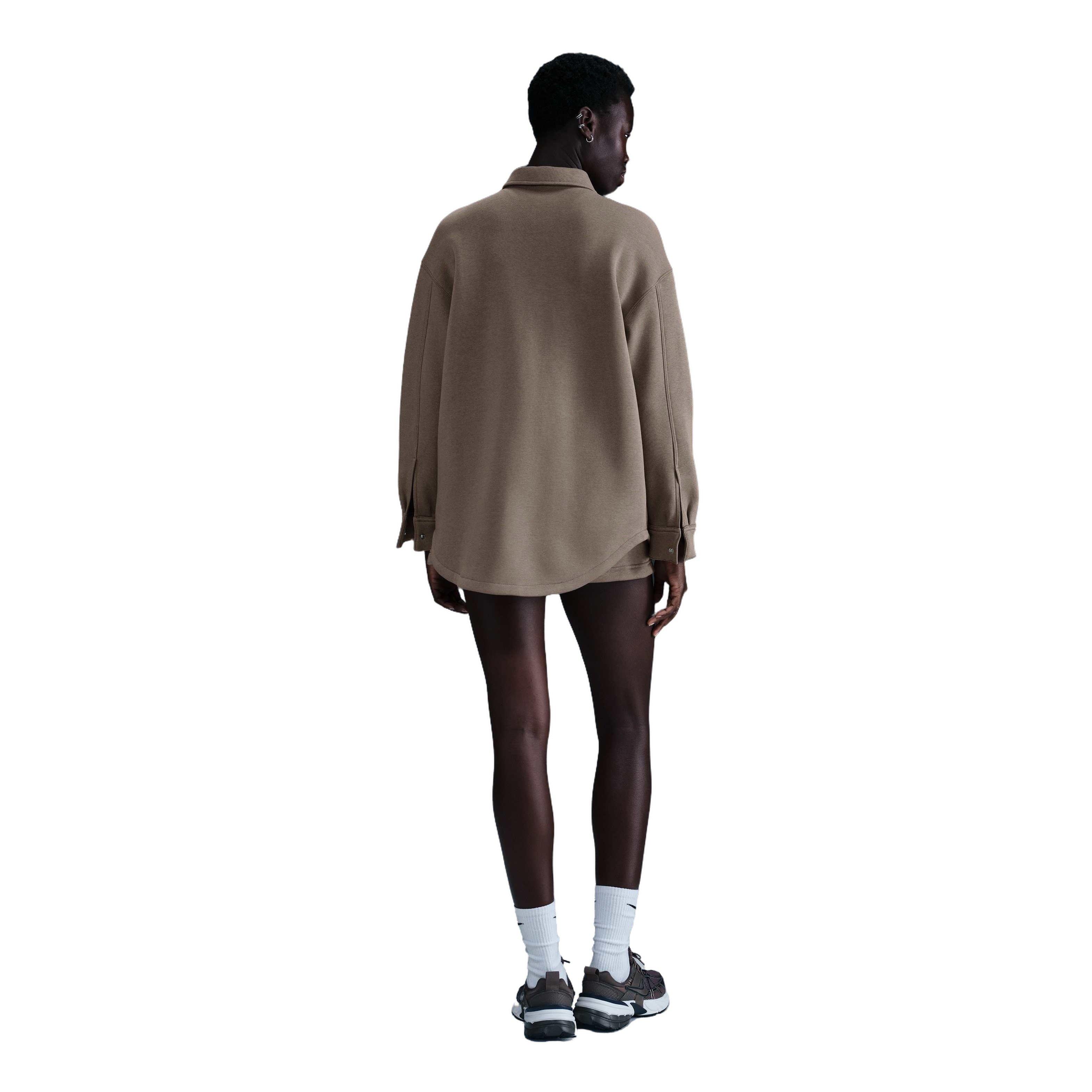 Nike Women's Sportswear Phoenix Fleece Oversized Shirt Jacket - Brown - BROWN Thumbnail View 5