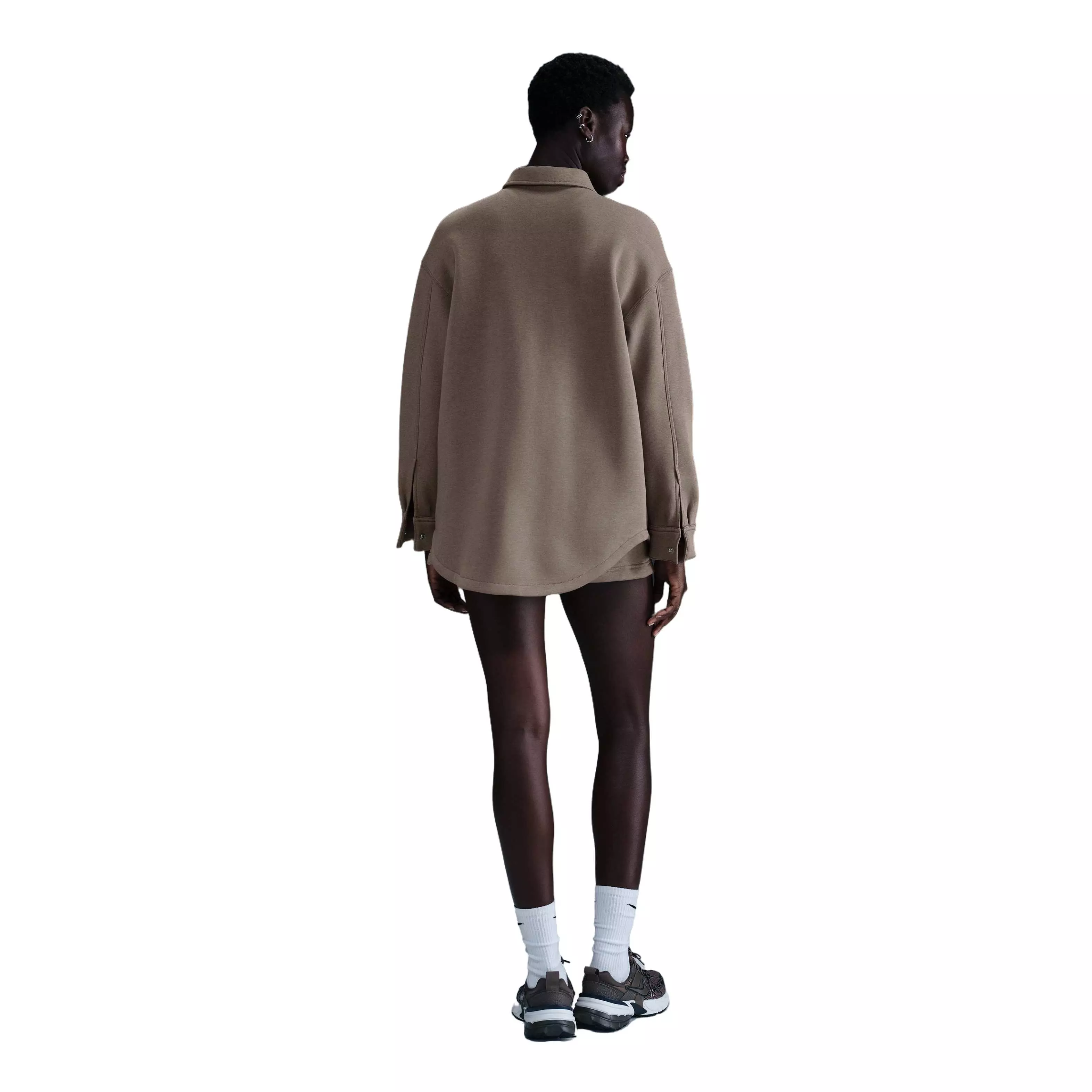 Nike Women's Sportswear Phoenix Fleece Oversized Shirt Jacket - Brown - BROWN