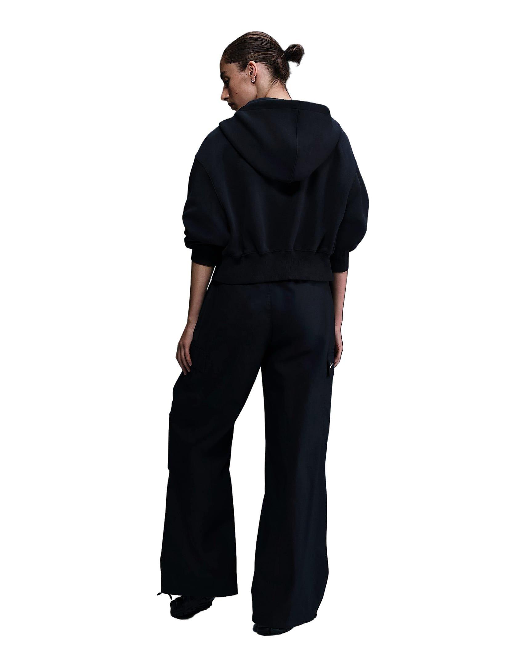 Nike Women's Sportswear Phoenix Fleece Loose Cropped Full-Zip Hooded Jacket - Black - BLACK Thumbnail View 2