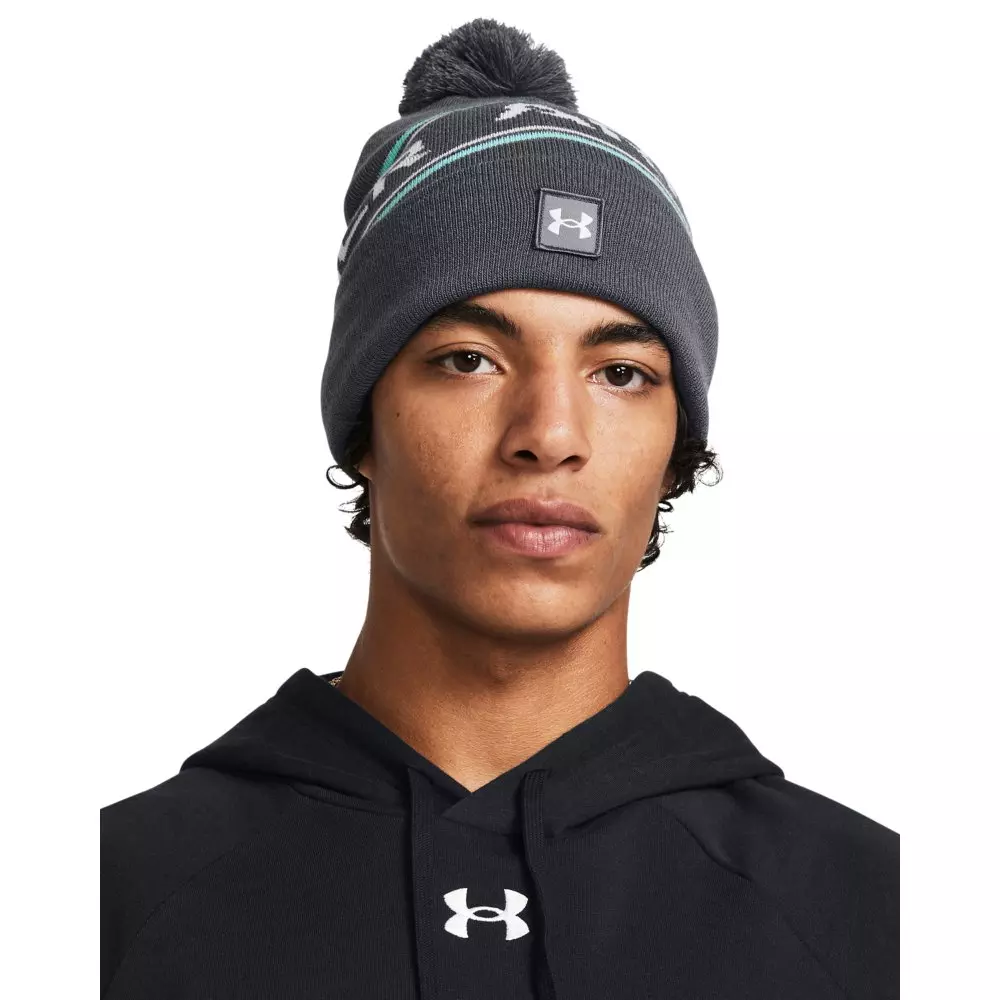 Under Armour Men's Halftime Pom Beanie -Grey - GREY