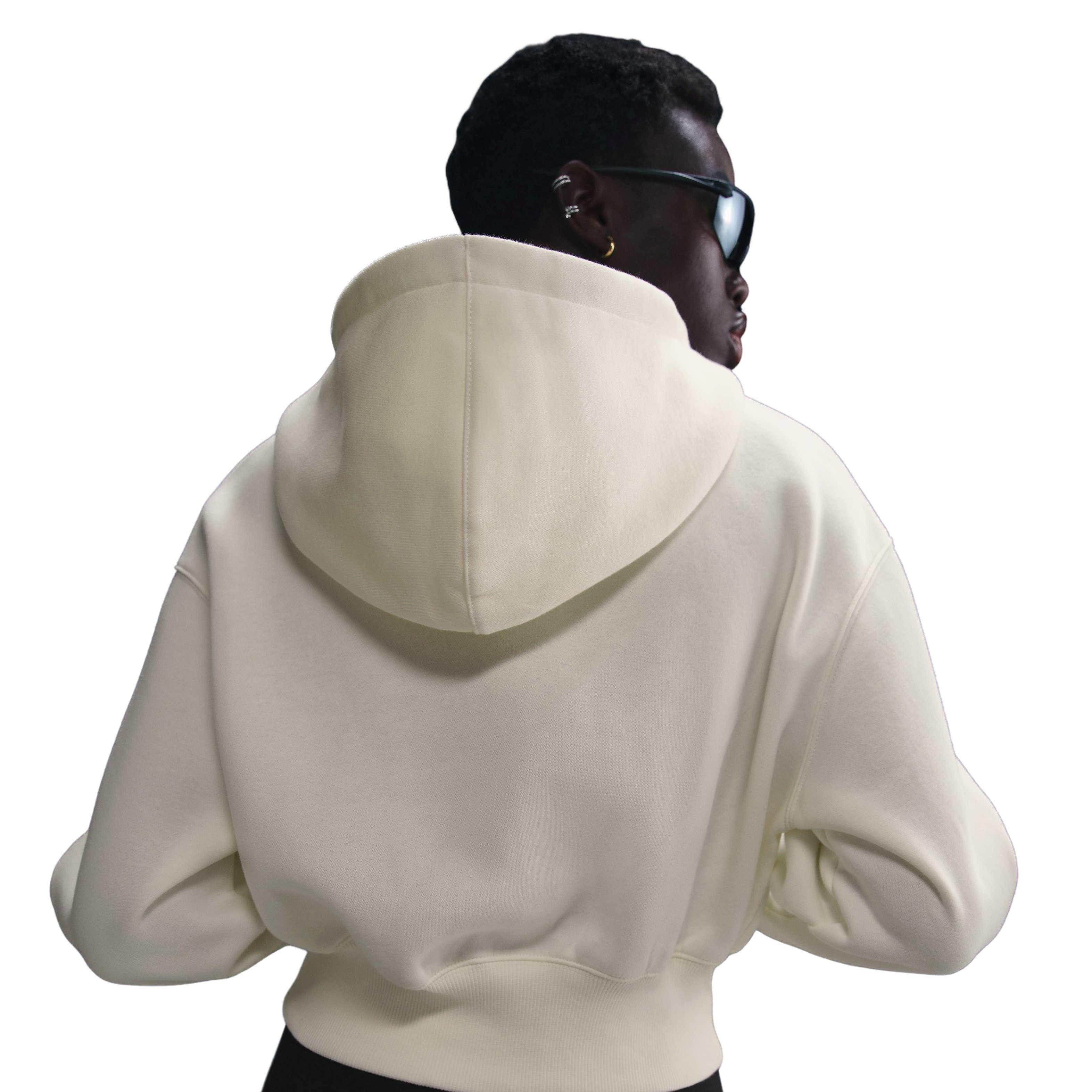 Nike Women's Sportswear Phoenix Fleece Loose Cropped Full-Zip Hooded Jacket - White - WHITE Thumbnail View 2