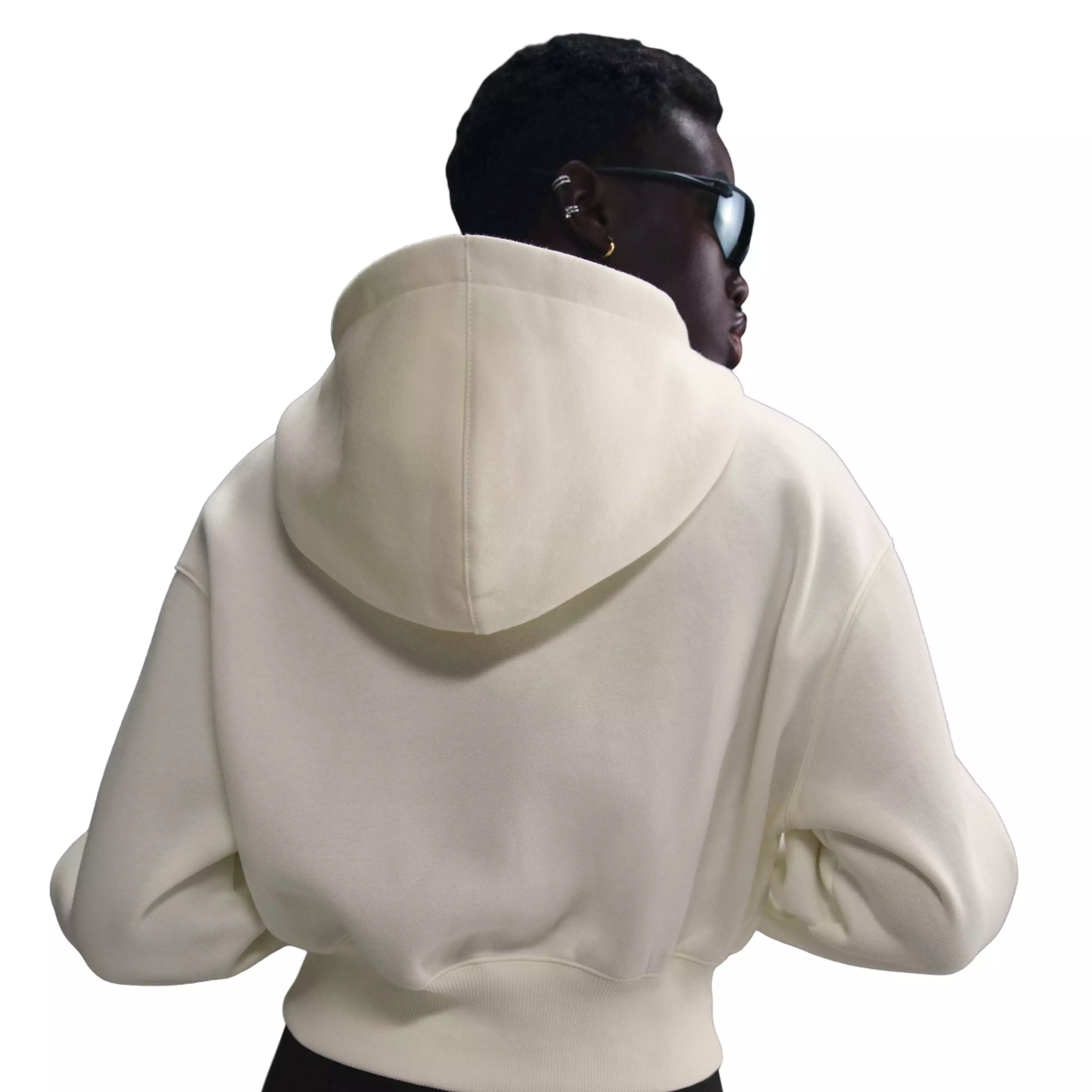 Nike Women's Sportswear Phoenix Fleece Loose Cropped Full-Zip Hooded Jacket - White - WHITE