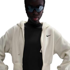 Nike Women's Sportswear Phoenix Fleece Loose Cropped Full-Zip Hooded Jacket - White