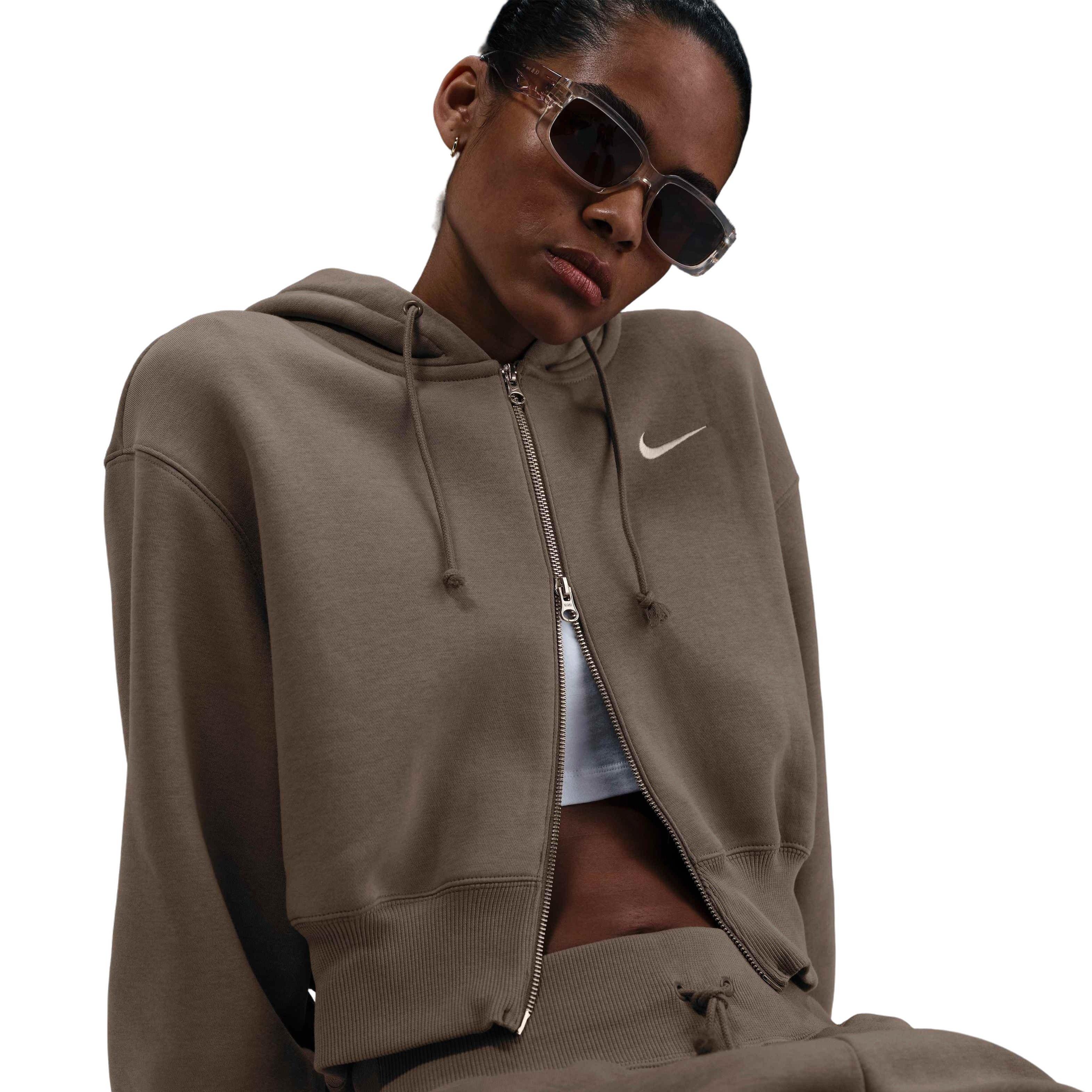 Nike Sportswear Phoenix Fleece Loose Cropped Women's Brown Full-Zip Hooded Jacket