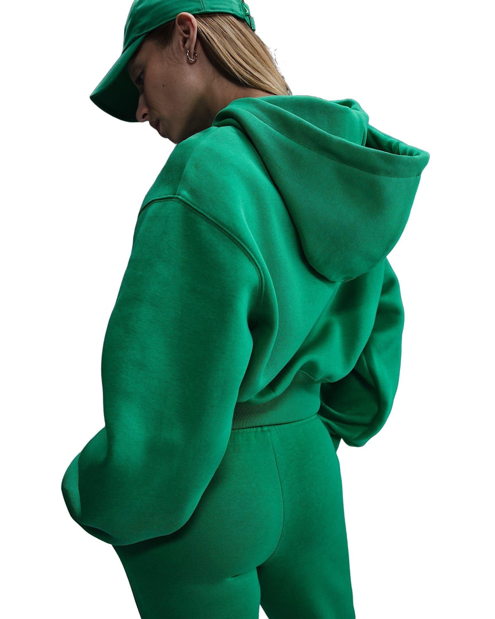 Nike Women's Sportswear Phoenix Fleece Loose Cropped Full-Zip Hooded Jacket - Green - GREEN Thumbnail View 2