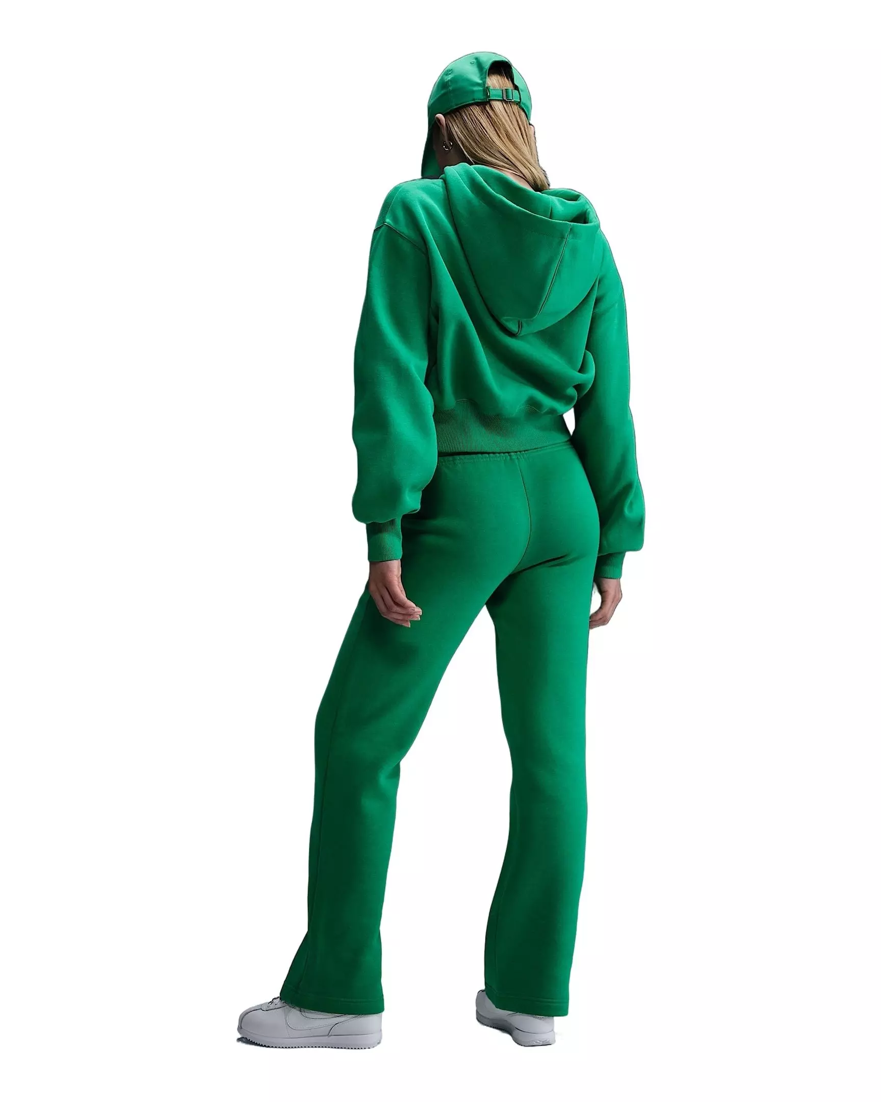 Nike Women's Sportswear Phoenix Fleece Loose Cropped Full-Zip Hooded Jacket - Green - GREEN