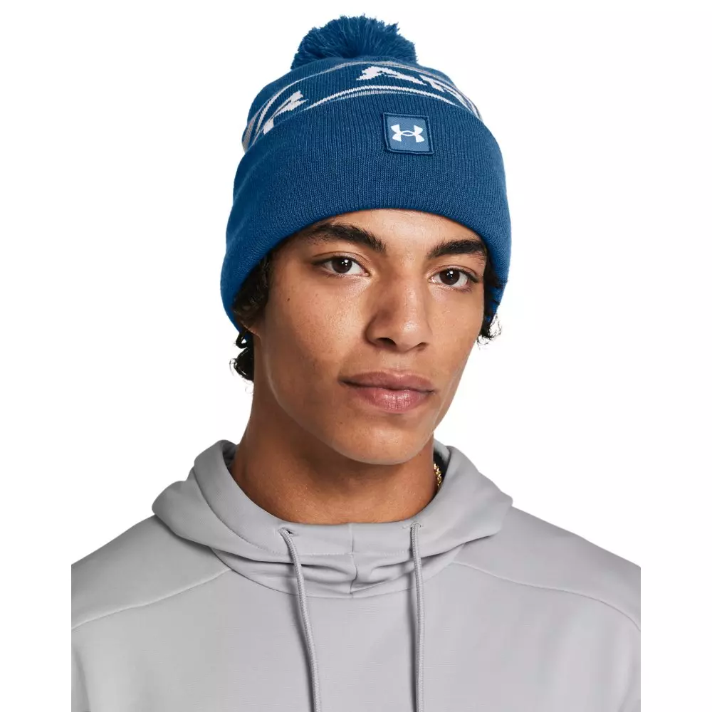 Under Armour Men's Halftime Pom Beanie -Blue - BLUE