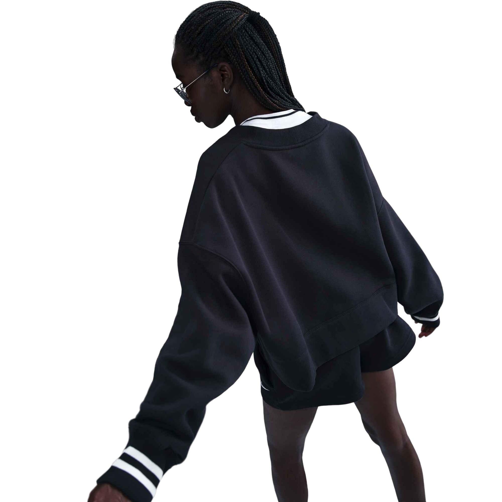 Nike Women's Sportswear Phoenix Fleece Over-Oversized Graphic Cardigan-Black - BLACK Thumbnail View 2