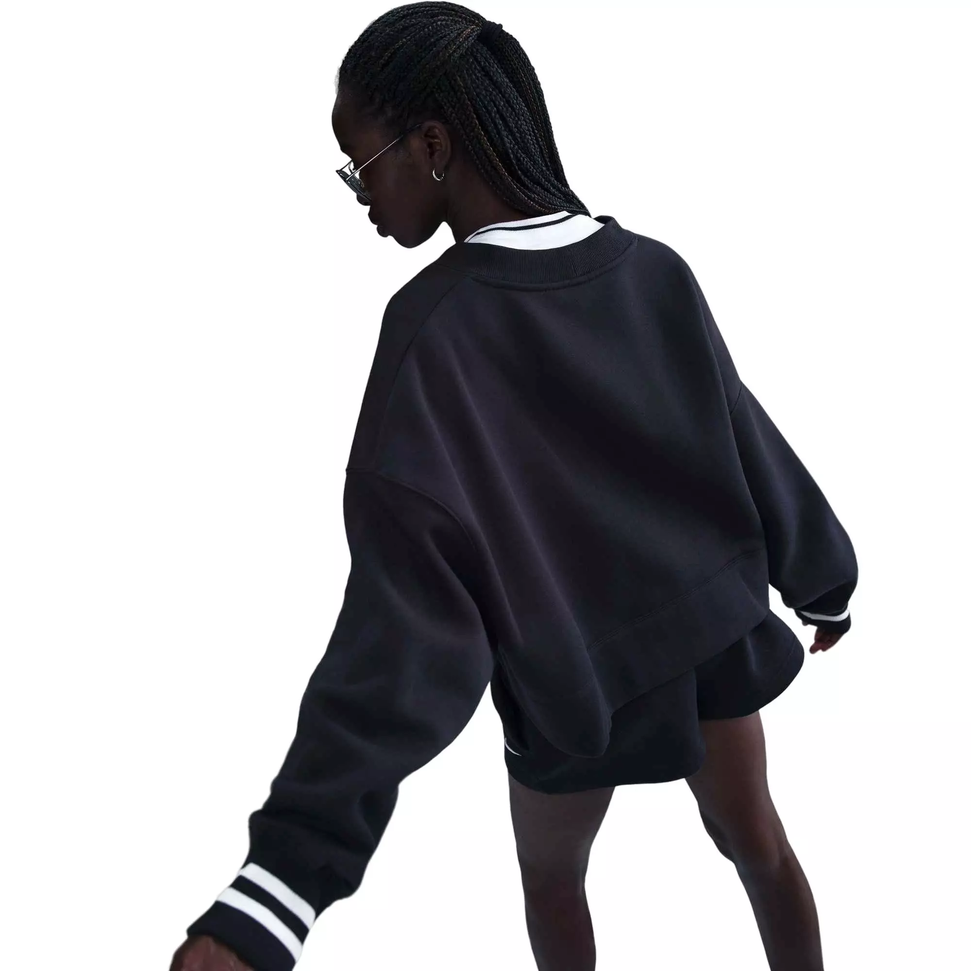 Nike Women's Sportswear Phoenix Fleece Over-Oversized Graphic Cardigan-Black - BLACK