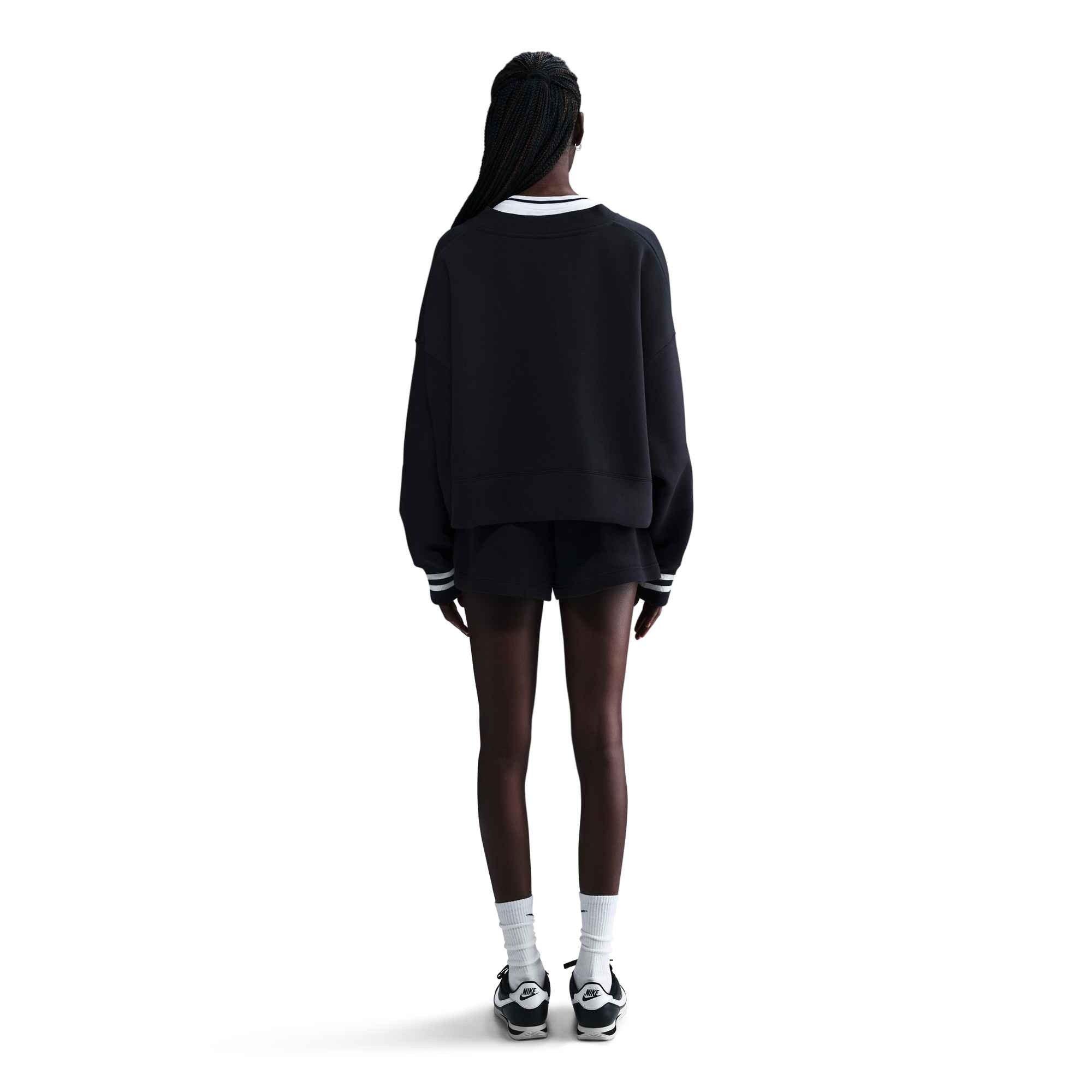 Nike Women's Sportswear Phoenix Fleece Over-Oversized Graphic Cardigan-Black - BLACK Thumbnail View 5