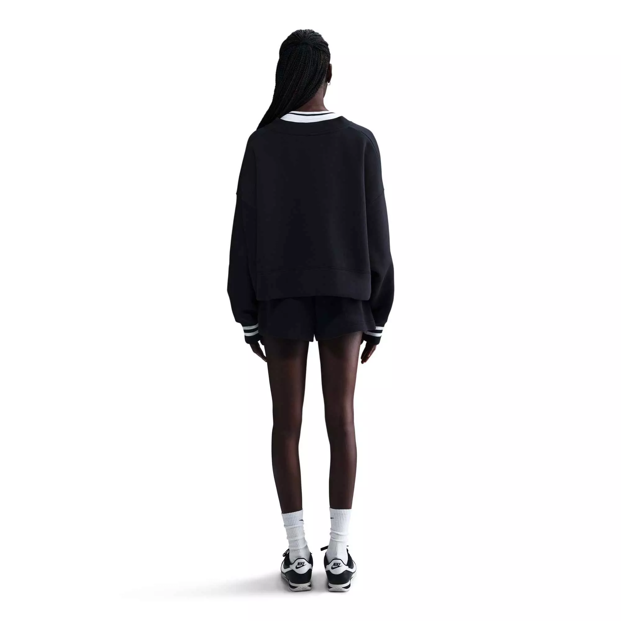 Nike Women's Sportswear Phoenix Fleece Over-Oversized Graphic Cardigan-Black - BLACK