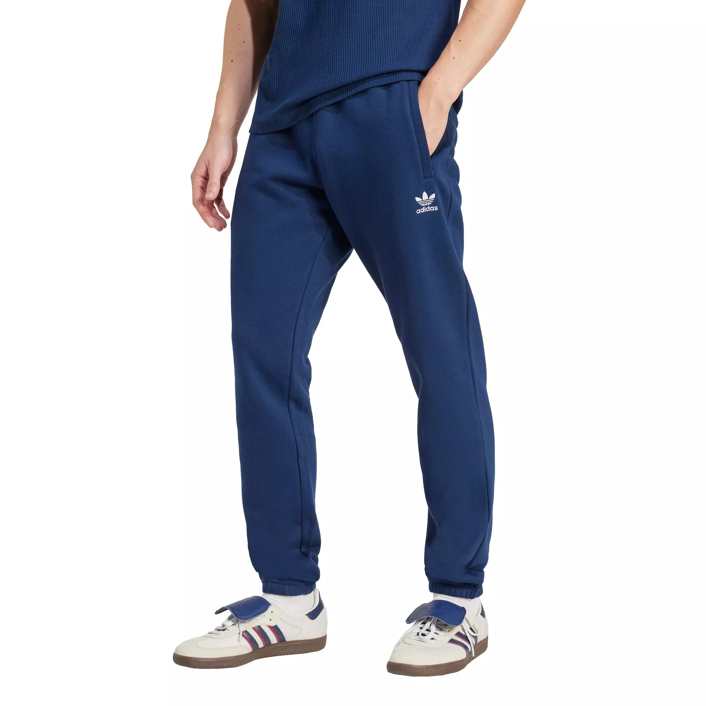 adidas Originals Men's Trefoil Essentials Slim Fit Joggers - Dark Blue - DARK BLUE