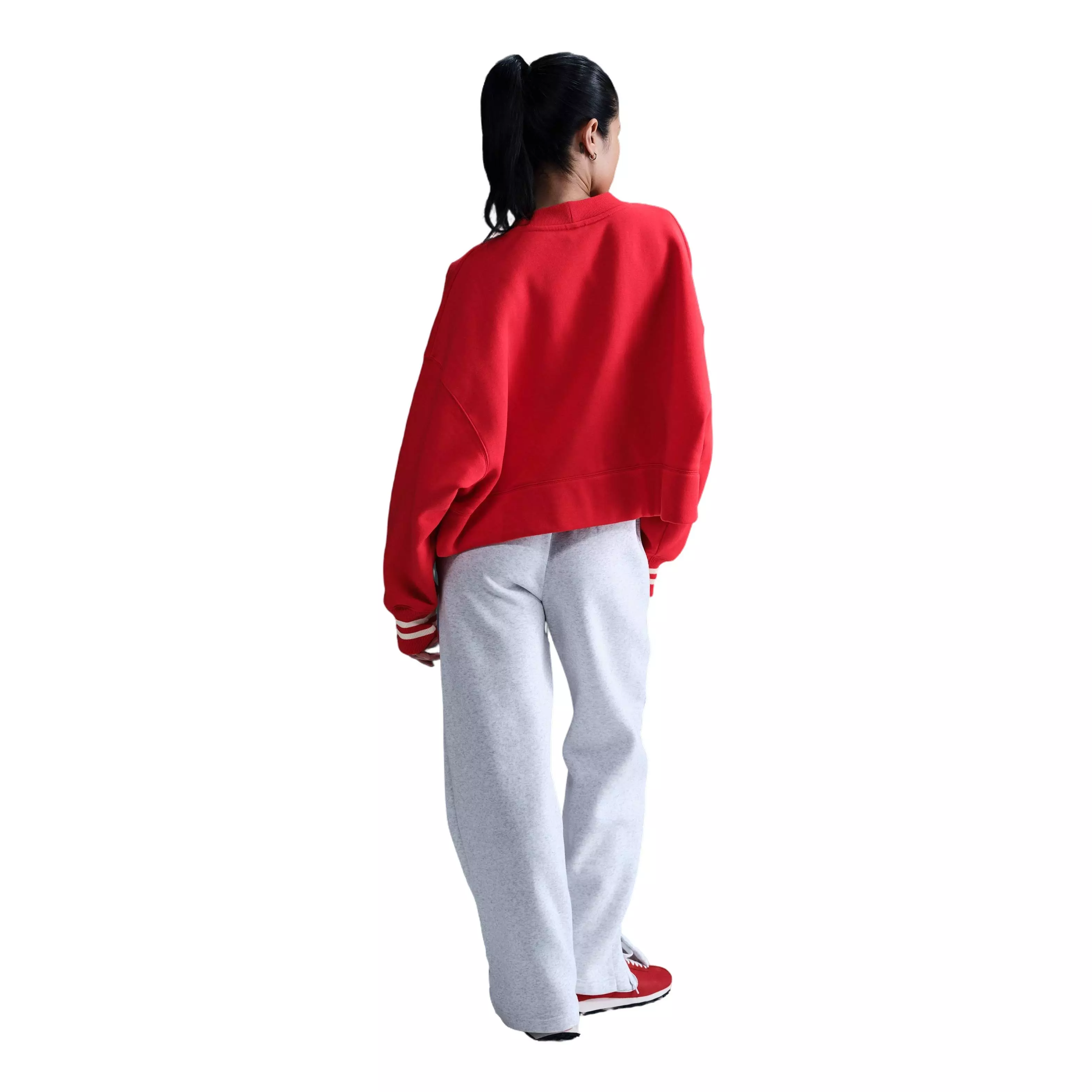 Nike Women's Sportswear Phoenix Fleece Over-Oversized Graphic Cardigan-Red - RED