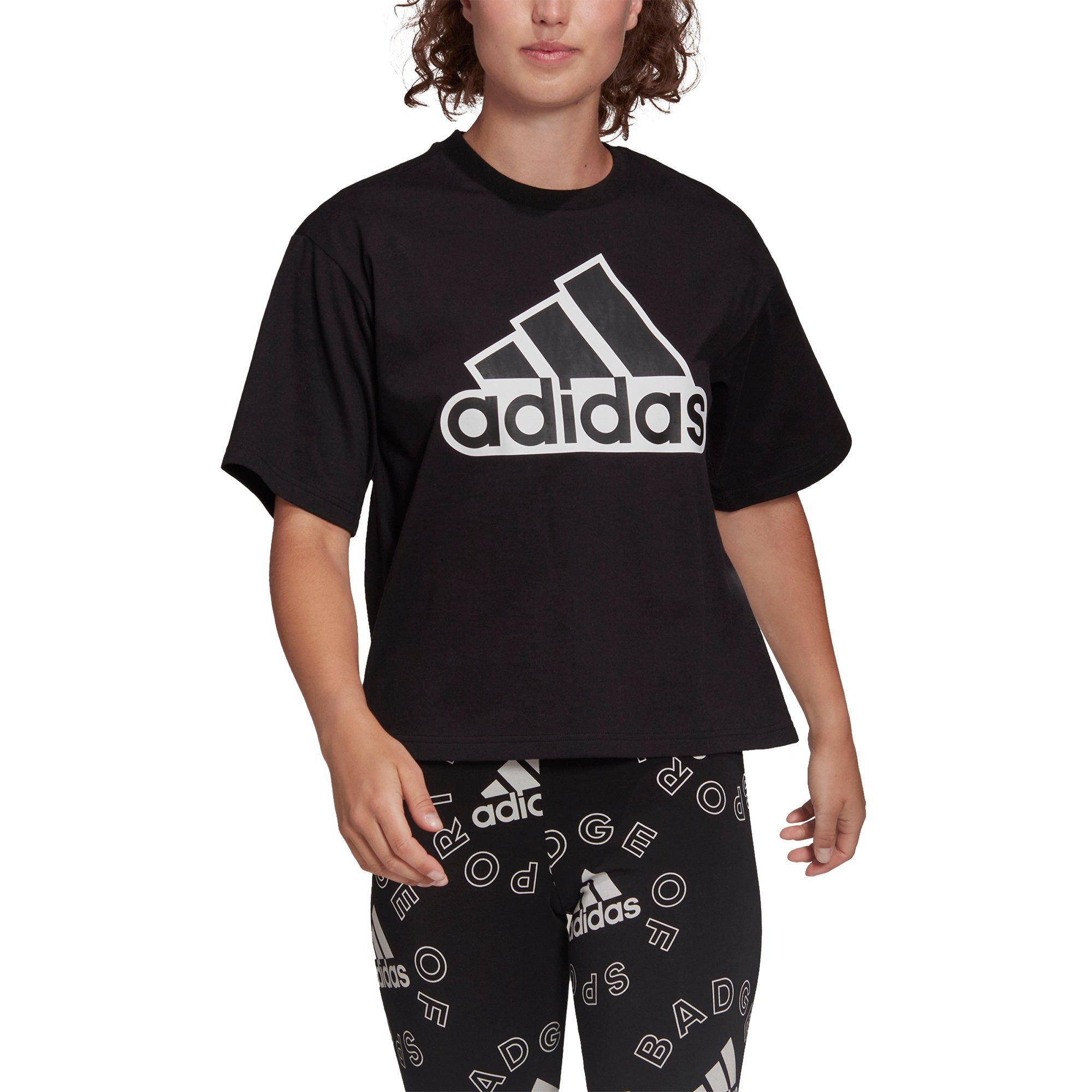 adidas Women's Essentials Logo Boxy Tee - Black - BLACK Thumbnail View 1