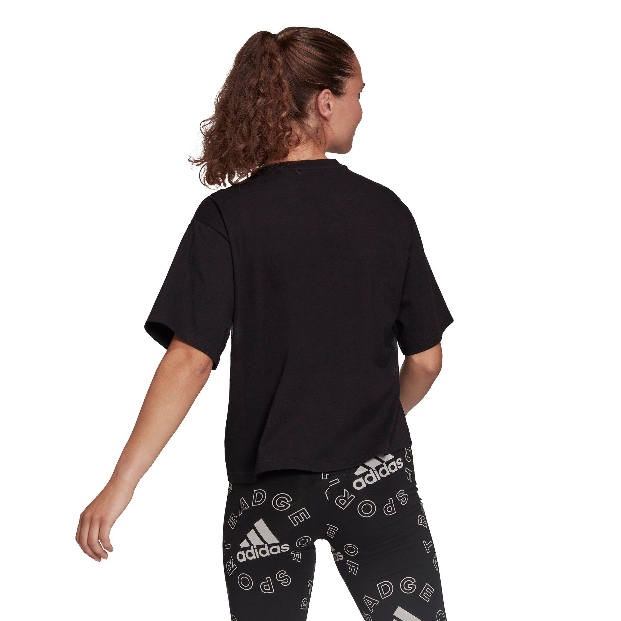 adidas Women's Essentials Logo Boxy Tee - Black - BLACK Thumbnail View 2