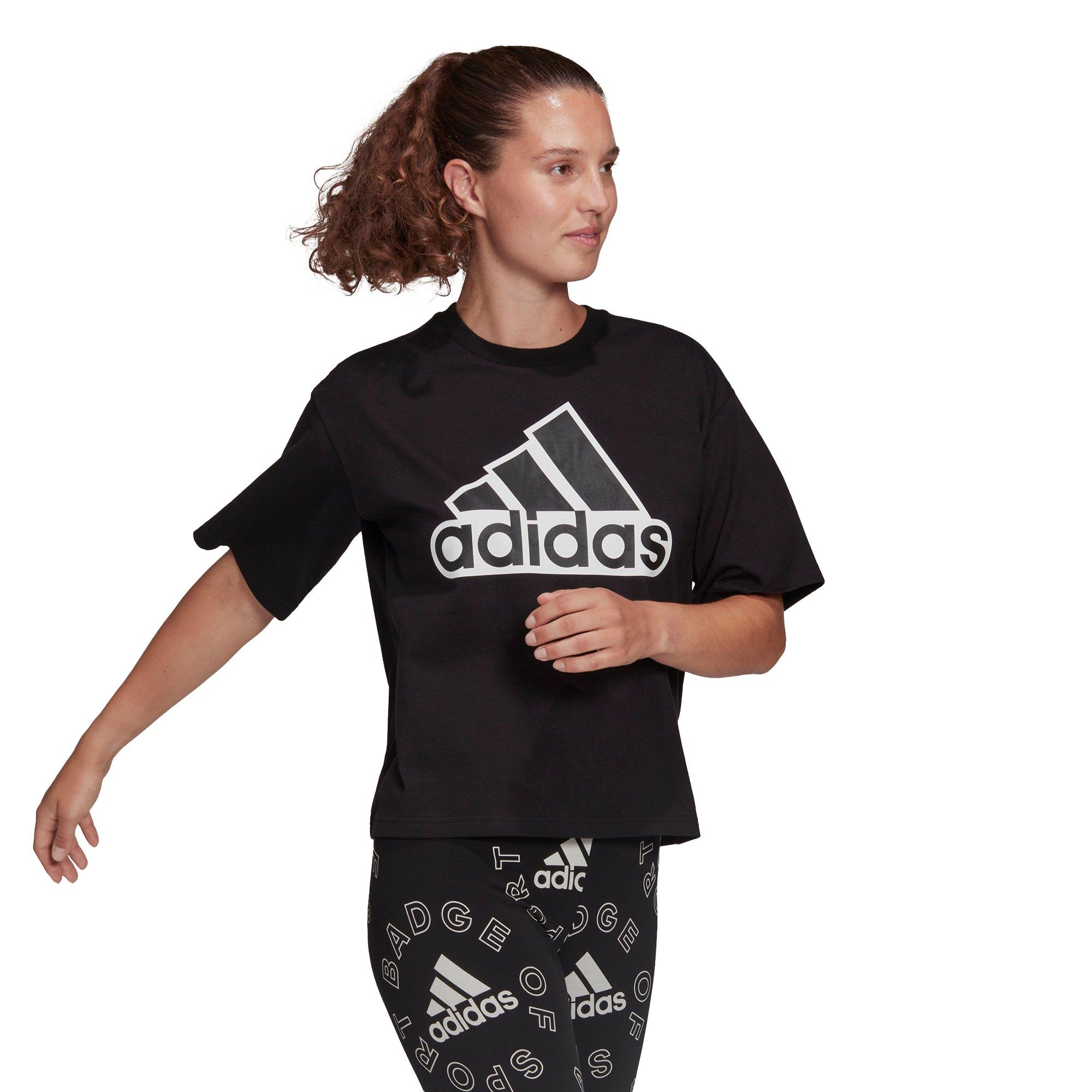 adidas Women's Essentials Logo Boxy Tee - Black - BLACK Thumbnail View 5