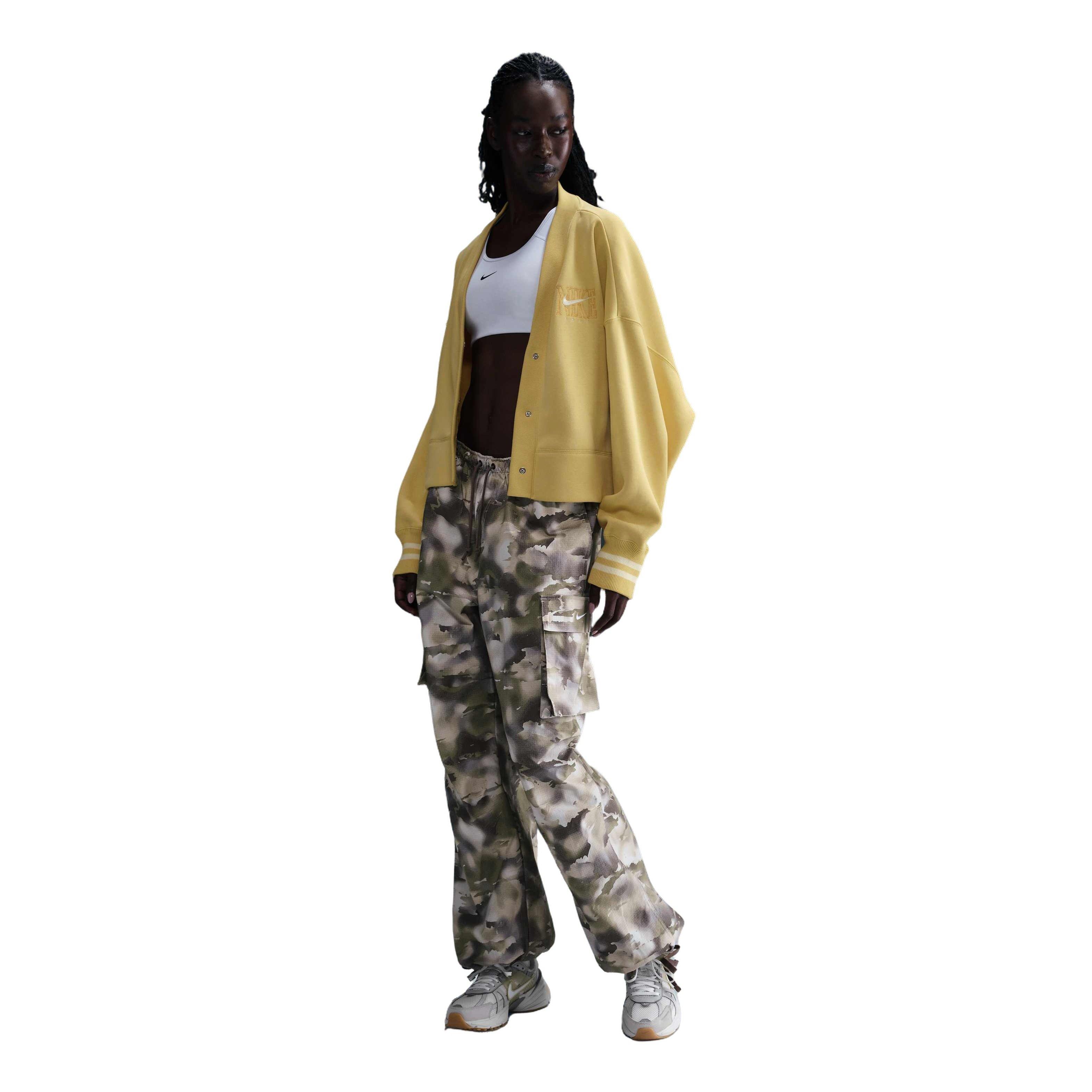 Nike Women's Sportswear Phoenix Fleece Over-Oversized Graphic Cardigan-Yellow - YELLOW Thumbnail View 4