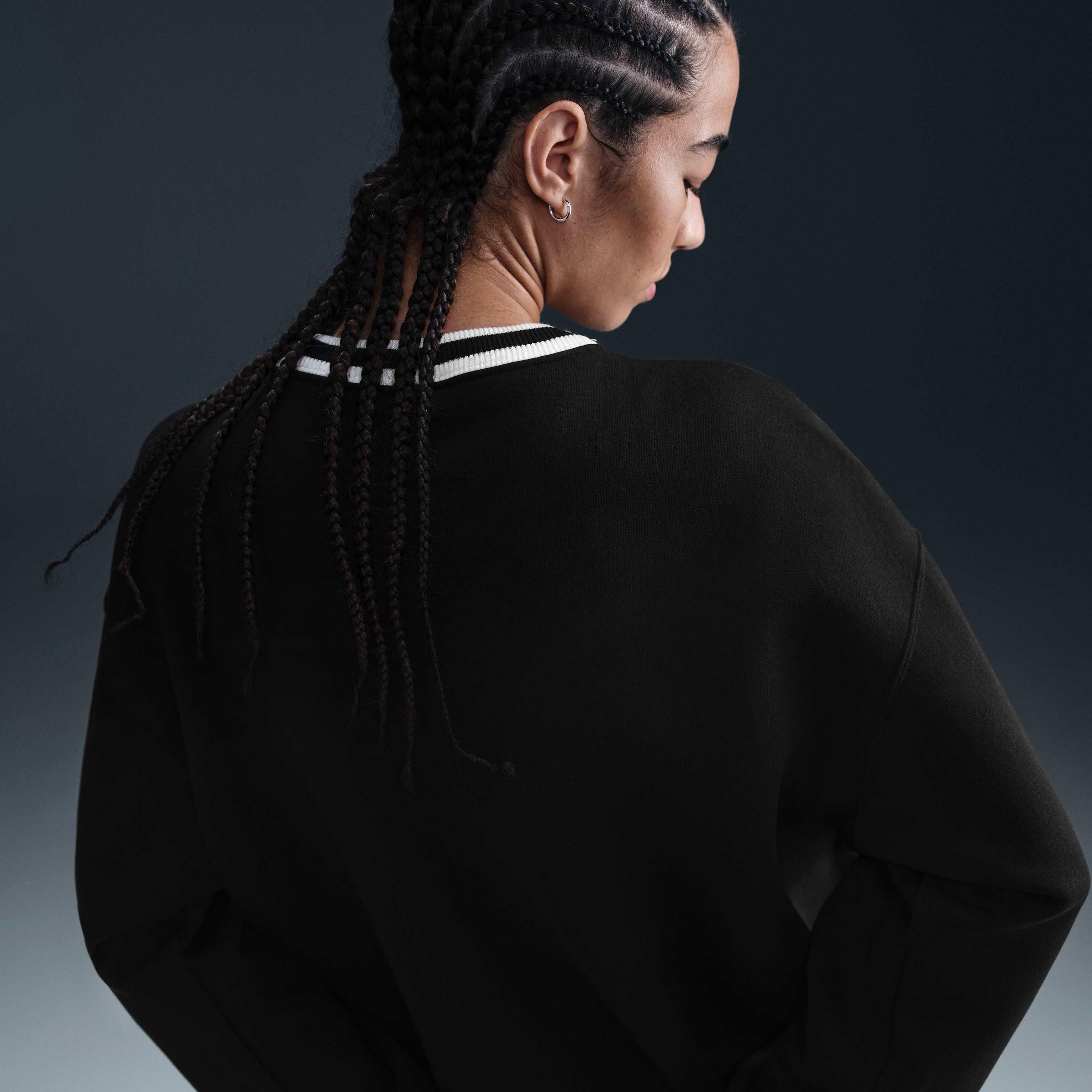 Nike Women's Sportswear Phoenix Fleece Oversized Graphic Crew-Neck Sweatshirt-Black - BLACK Thumbnail View 2