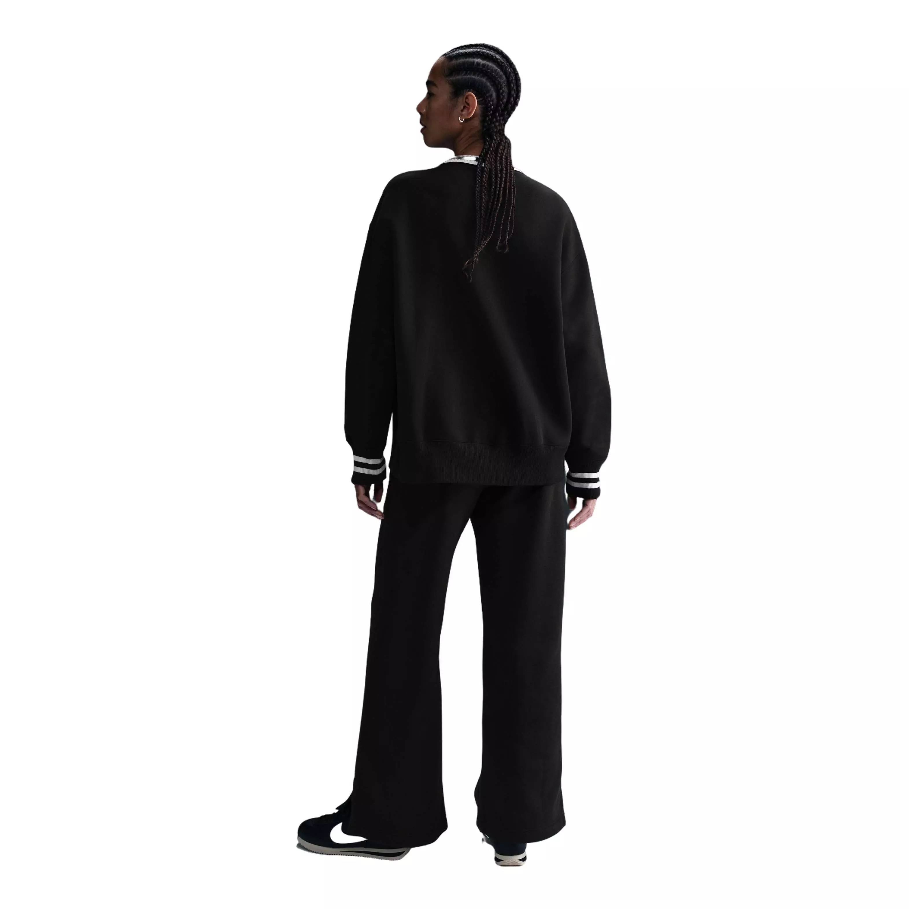 Nike Women's Sportswear Phoenix Fleece Oversized Graphic Crew-Neck Sweatshirt-Black - BLACK