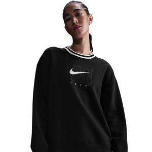 Nike Women's Sportswear Phoenix Fleece Oversized Graphic Crew-Neck Sweatshirt-Black