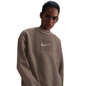 Nike Women's Sportswear Phoenix Fleece Oversized Graphic Crew-Neck Sweatshirt-Brown