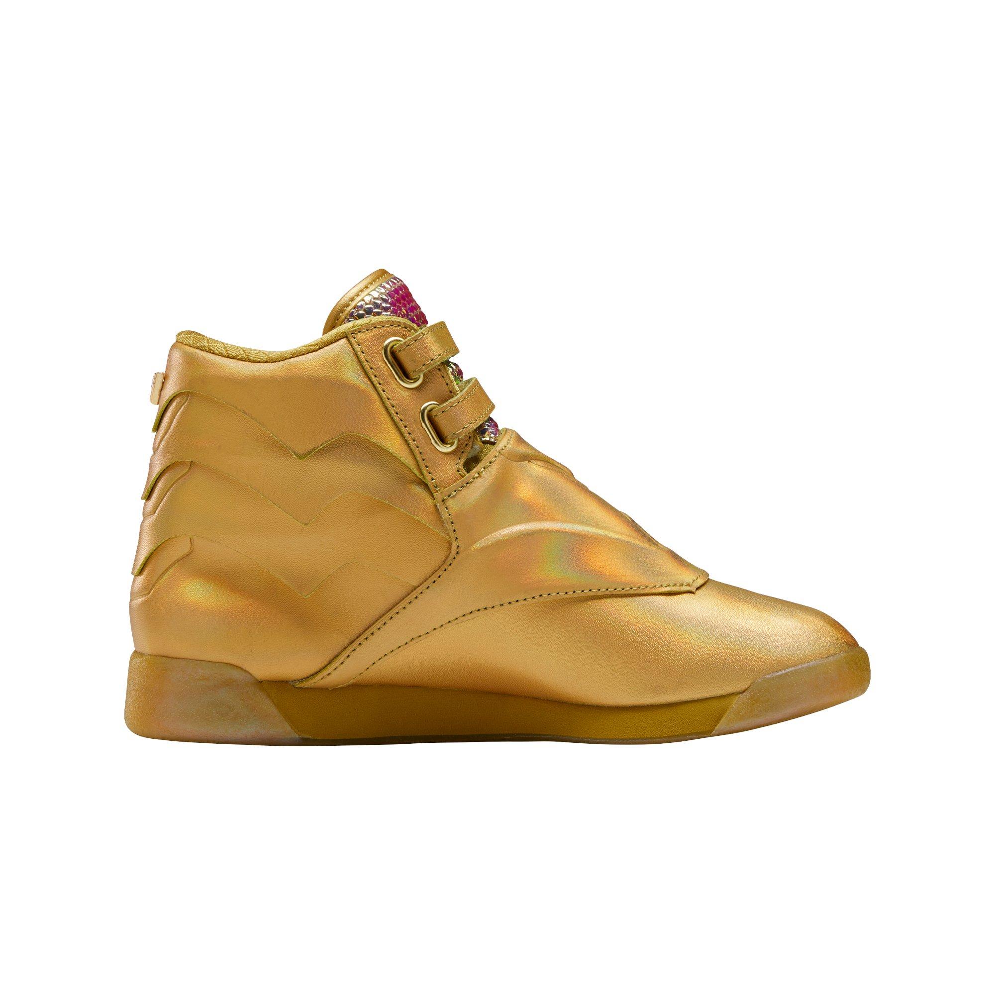 gold reebok freestyle hi