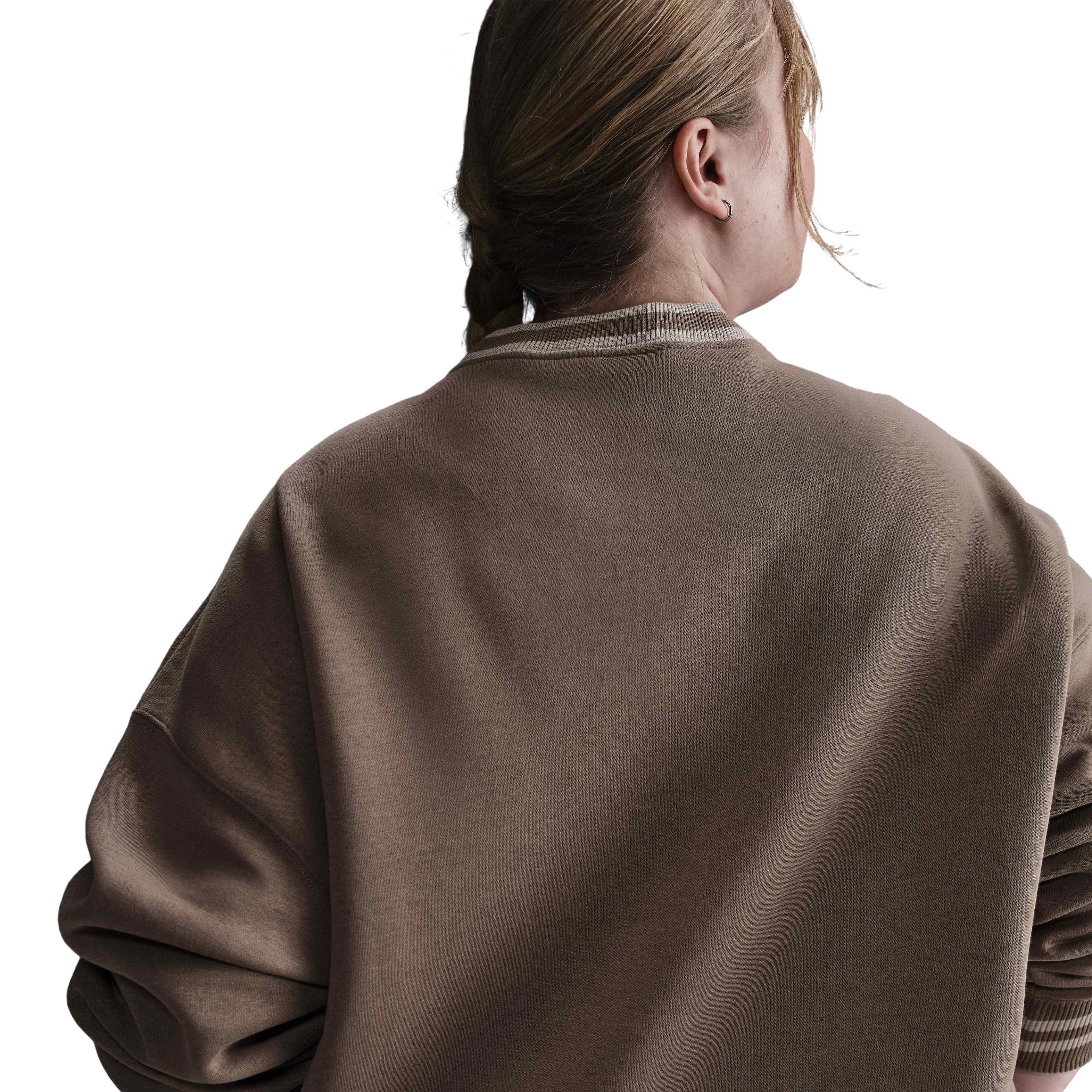 Nike Women's Sportswear Phoenix Fleece Graphic Crew-Neck Sweatshirt -Brown - BROWN Thumbnail View 2