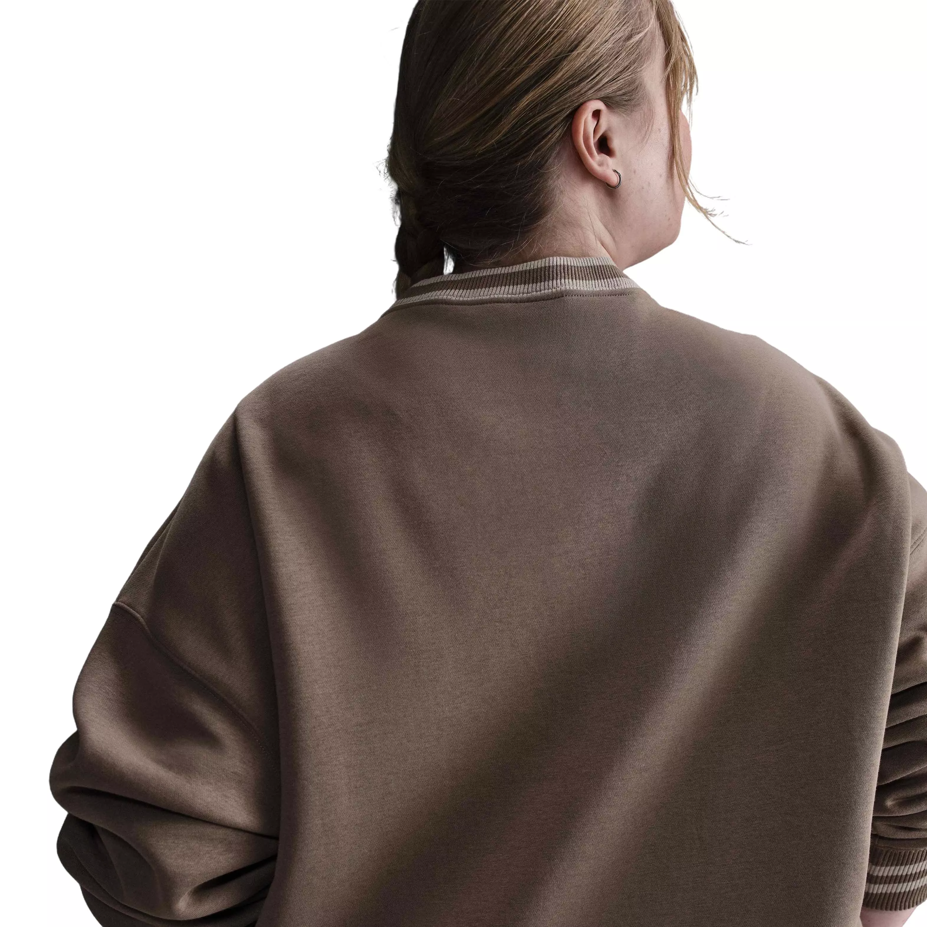 Nike Women's Sportswear Phoenix Fleece Graphic Crew-Neck Sweatshirt -Brown - BROWN