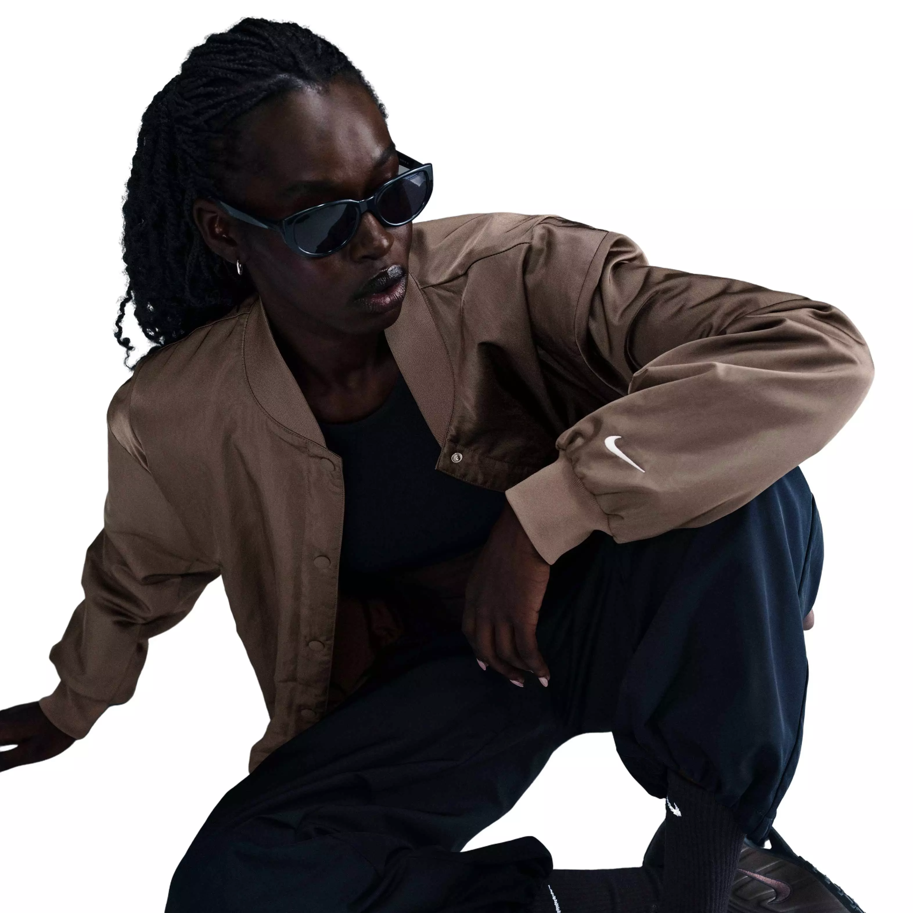 Nike Women's Sportswear Destroyer Oversized Woven Jacket - Brown - BROWN