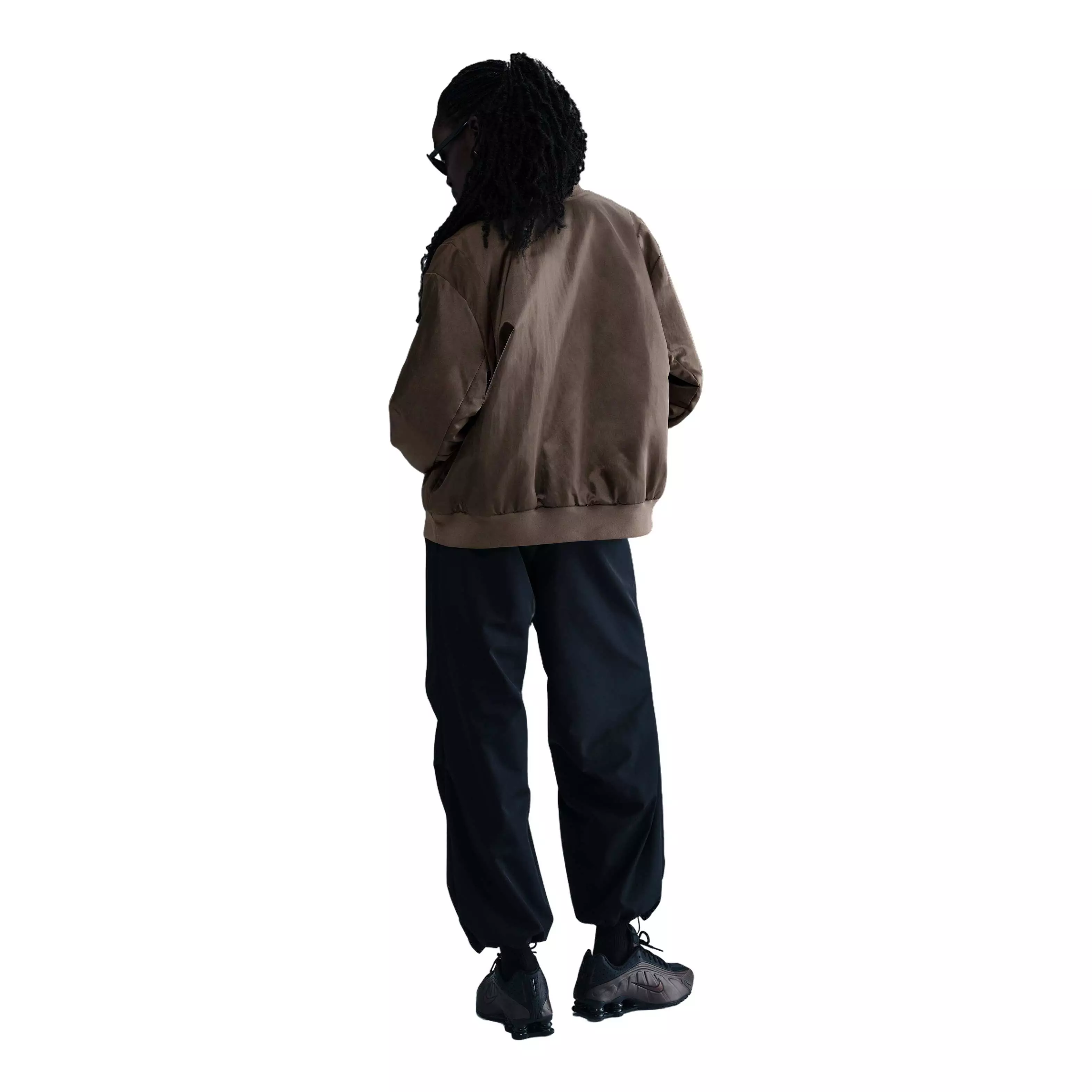 Nike Women's Sportswear Destroyer Oversized Woven Jacket - Brown - BROWN