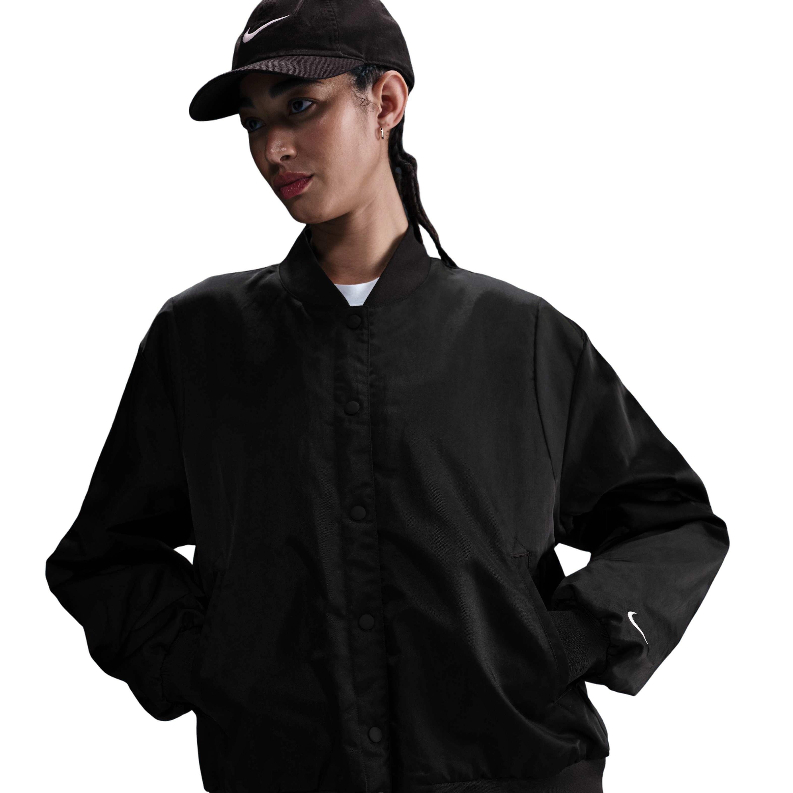 Nike Women's Sportswear Destroyer Oversized Woven Jacket - Black - BLACK Thumbnail View 1