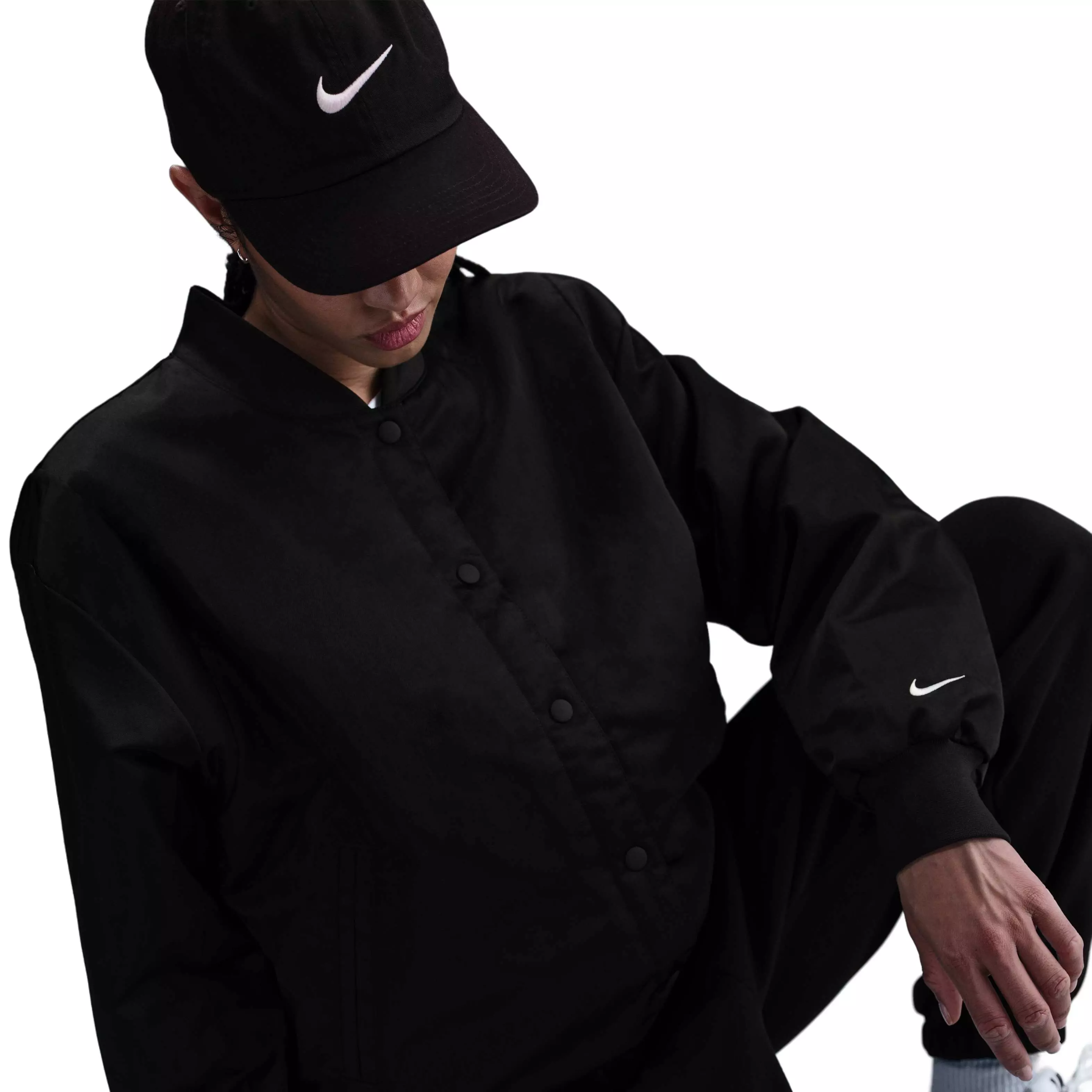 Nike Women's Sportswear Destroyer Oversized Woven Jacket - Black - BLACK