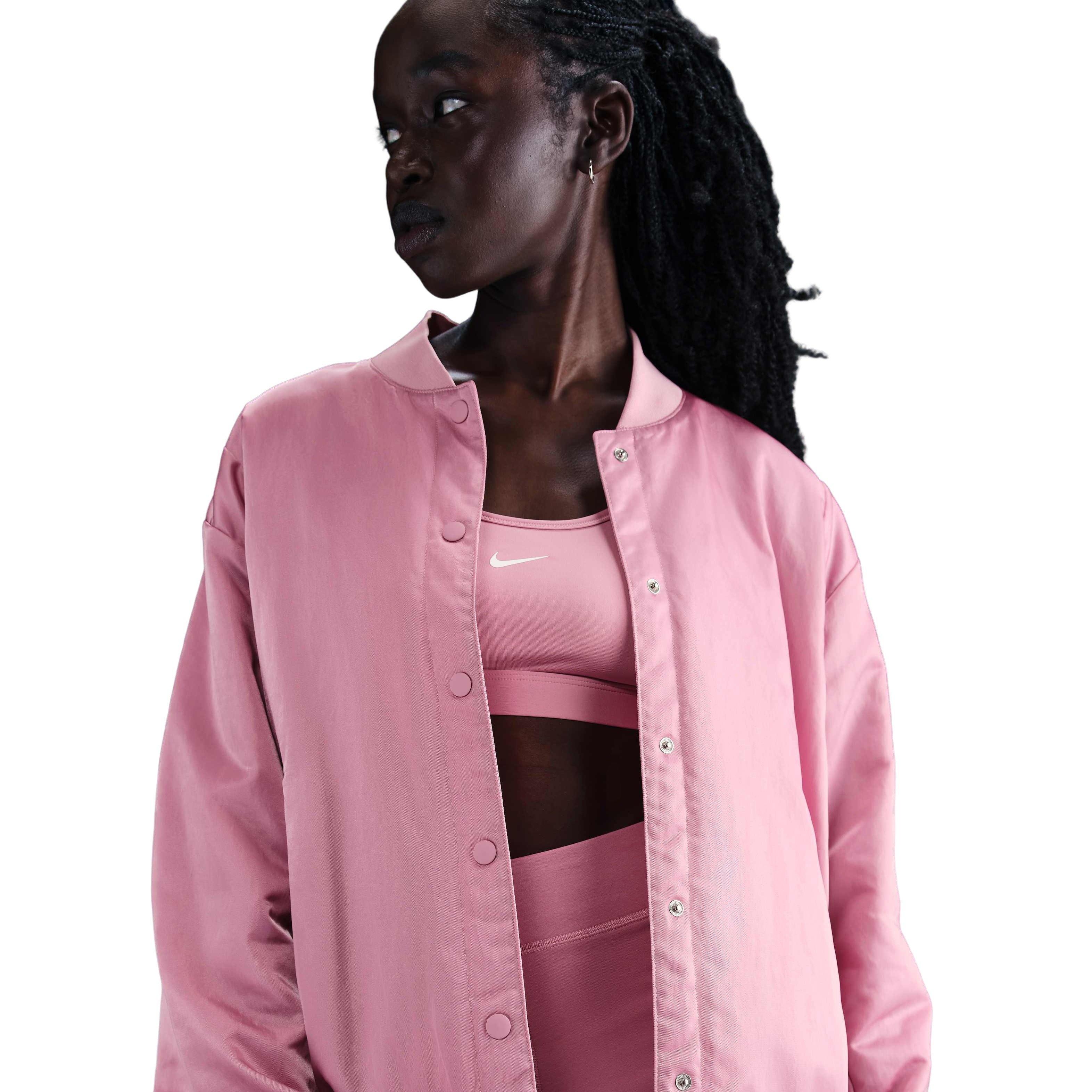 Nike Women's Sportswear Destroyer Oversized Woven Jacket - Pink - PINK Thumbnail View 1