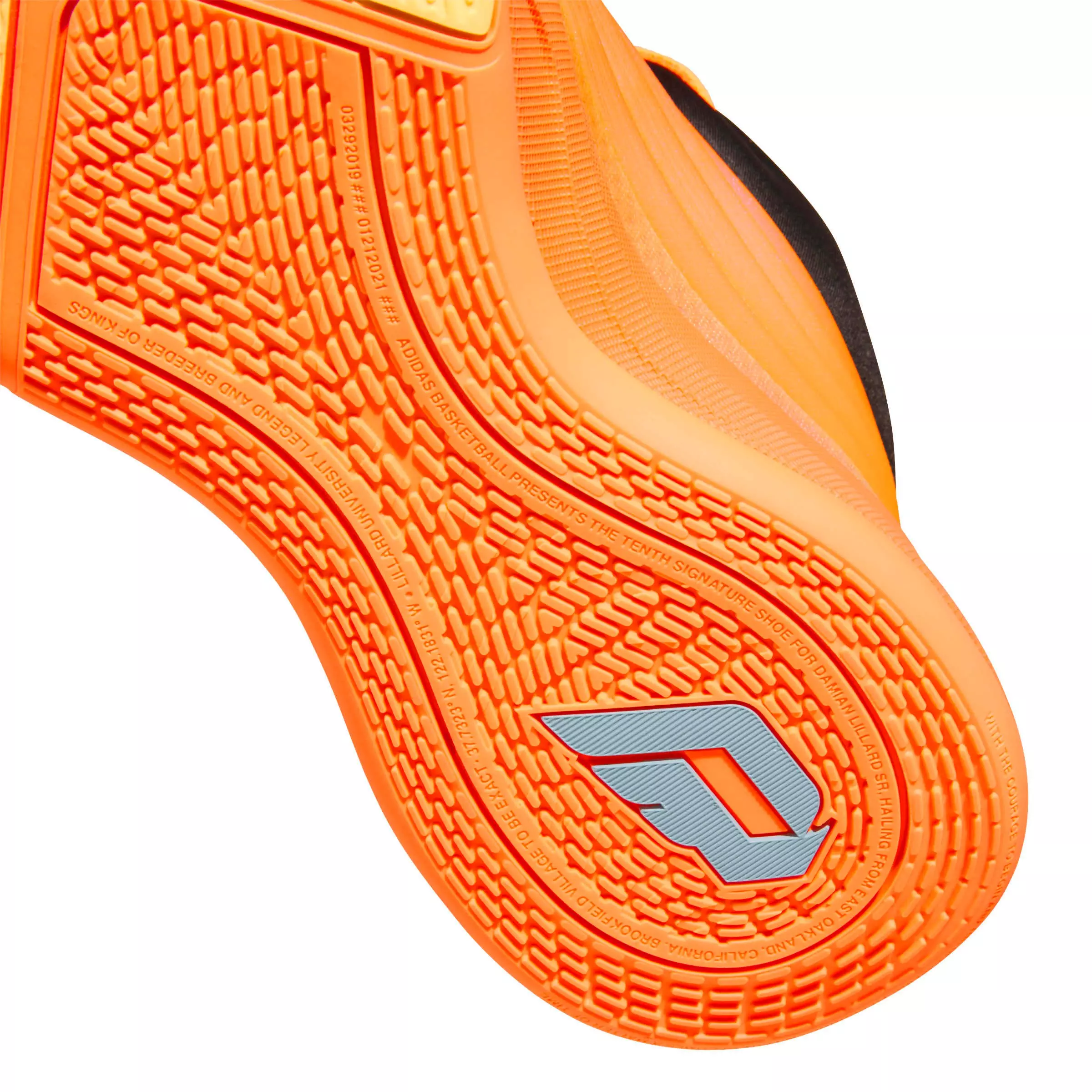 adidas Dame X "Lucid Orange/Ice Tangerine/Icey Blue" Men's Basketball Shoe - ORANGE/TANGERINE/BLUE