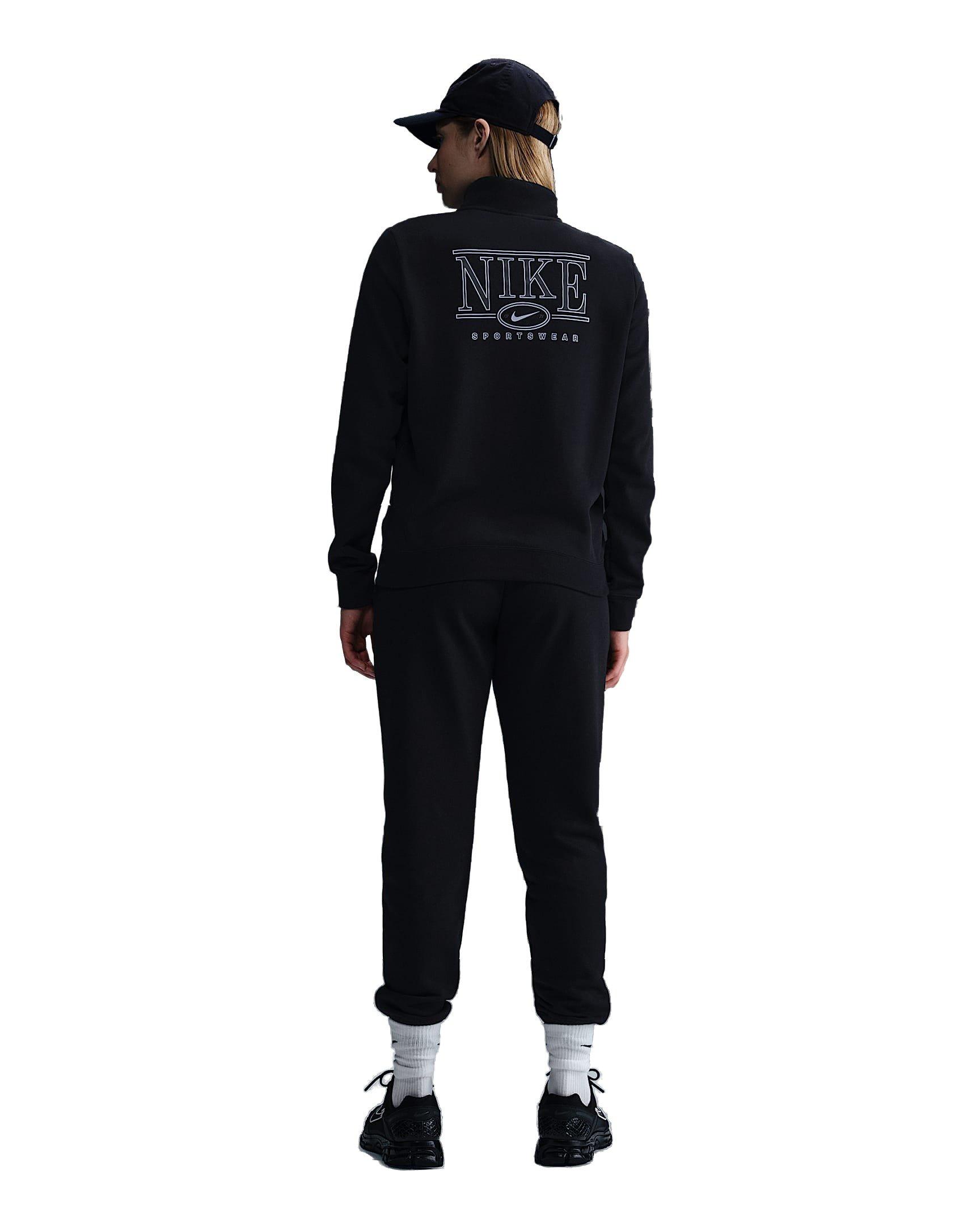 Nike Sportswear Club Fleece Mock-Neck 1/2 Zip Women's Black Graphic Top