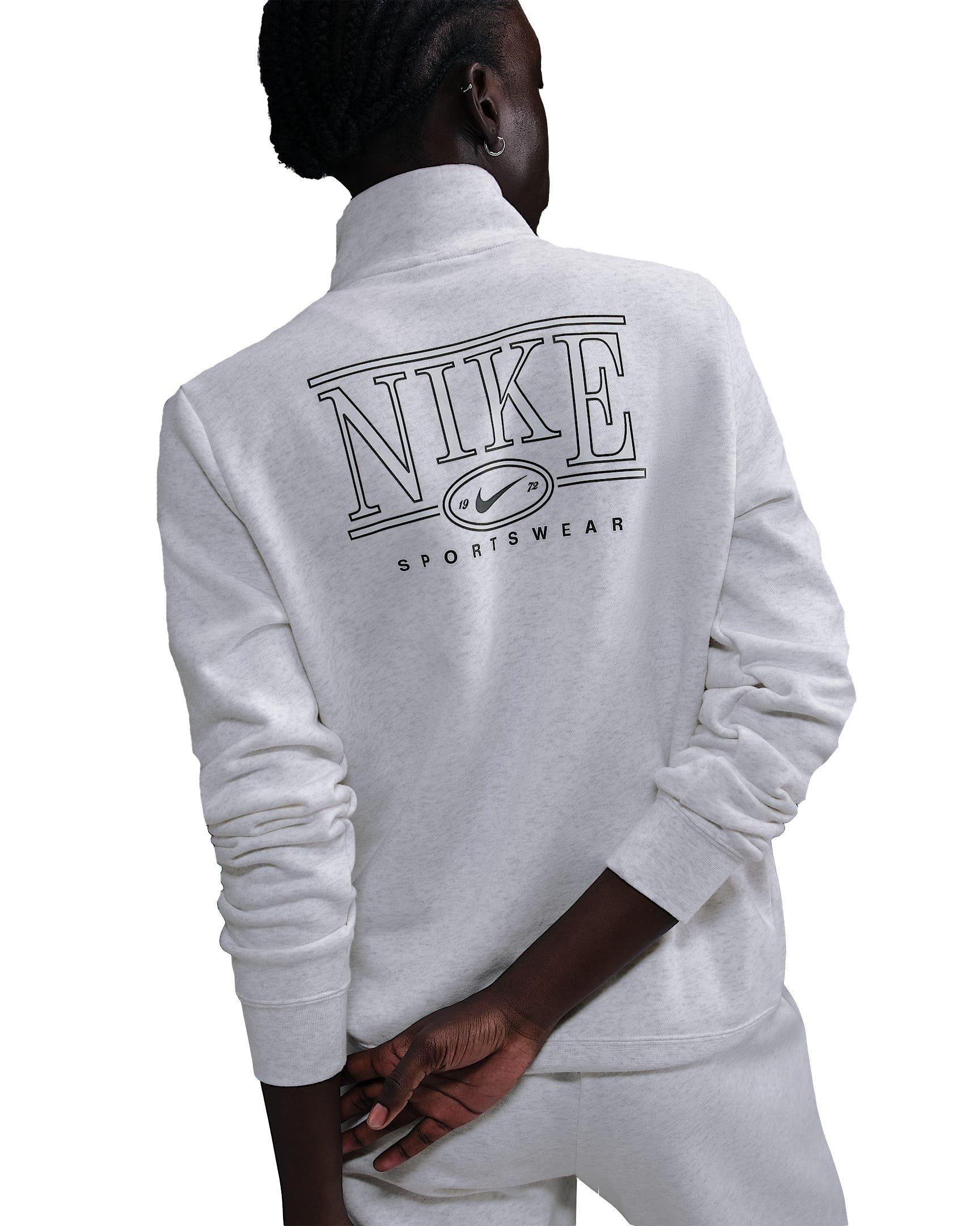 Nike Women's Sportswear Club Fleece Mock-Neck 1/2 Zip Graphic Top - White - WHITE Thumbnail View 2