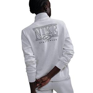 Nike Women's Sportswear Club Fleece Mock-Neck 1/2 Zip Graphic Top - White