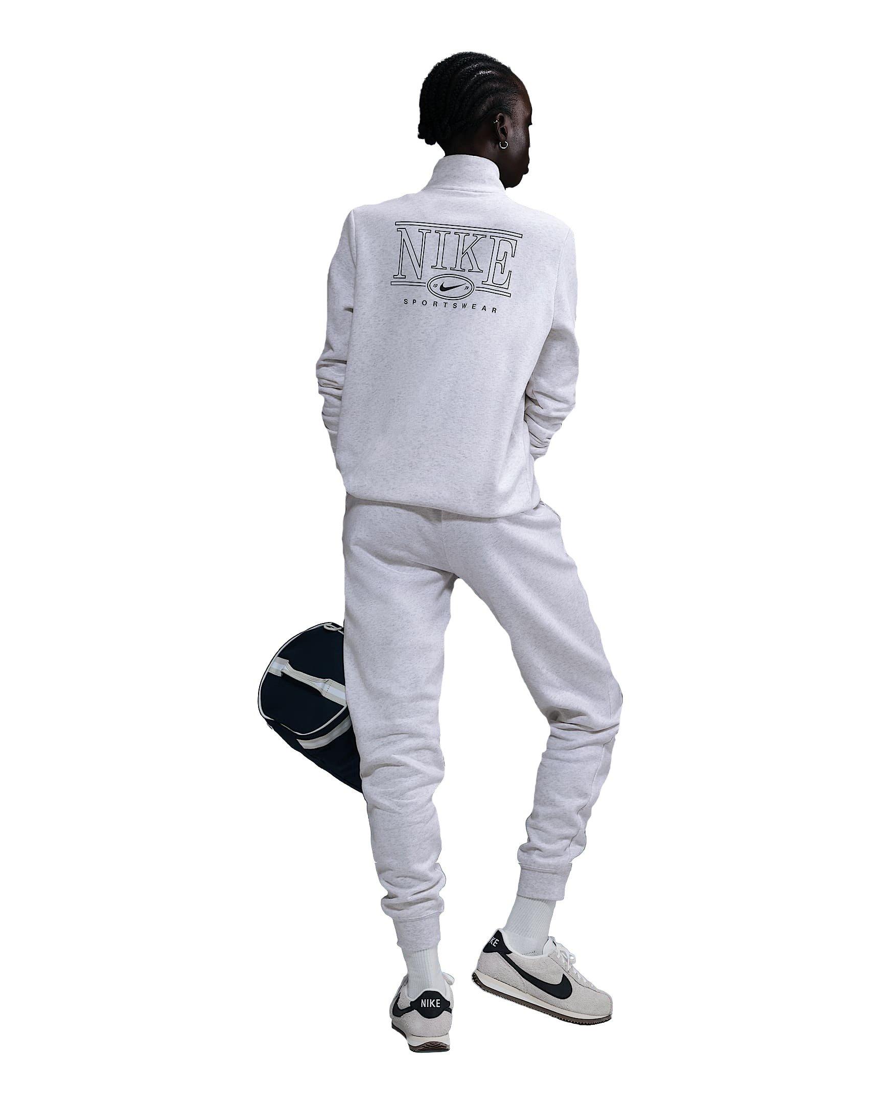 Nike Women's Sportswear Club Fleece Mock-Neck 1/2 Zip Graphic Top - White - WHITE Thumbnail View 5