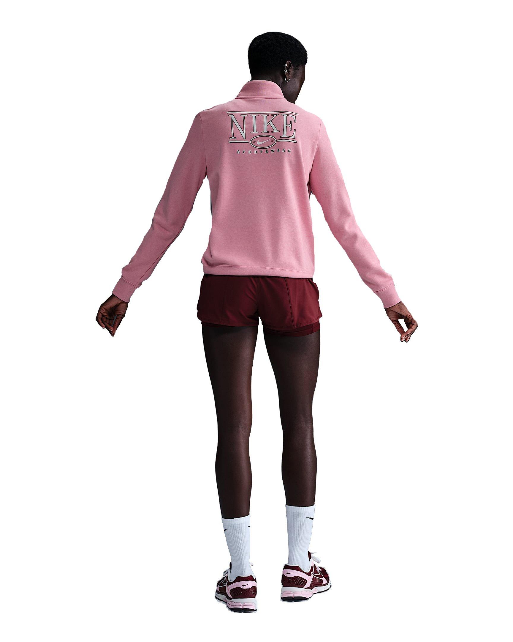 Nike Women's Sportswear Club Fleece Mock-Neck 1/2 Zip Graphic Top - Pink - PINK Thumbnail View 5