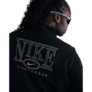 Nike Women's Sportswear Club Fleece 1/2 Zip Mock-Neck Graphic Top - Black
