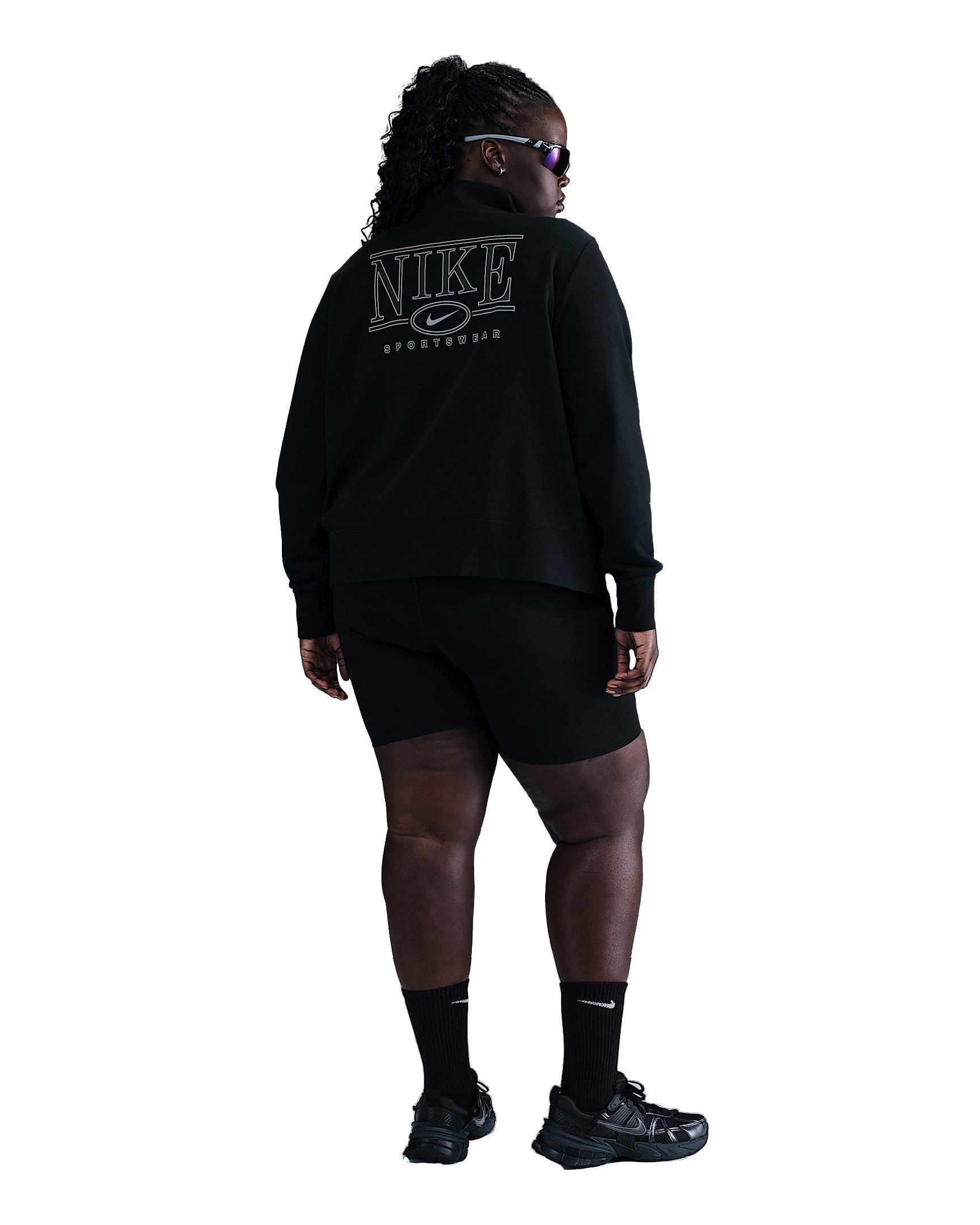 Nike Women's Sportswear Club Fleece 1/2 Zip Mock-Neck Graphic Top - Black - BLACK Thumbnail View 5