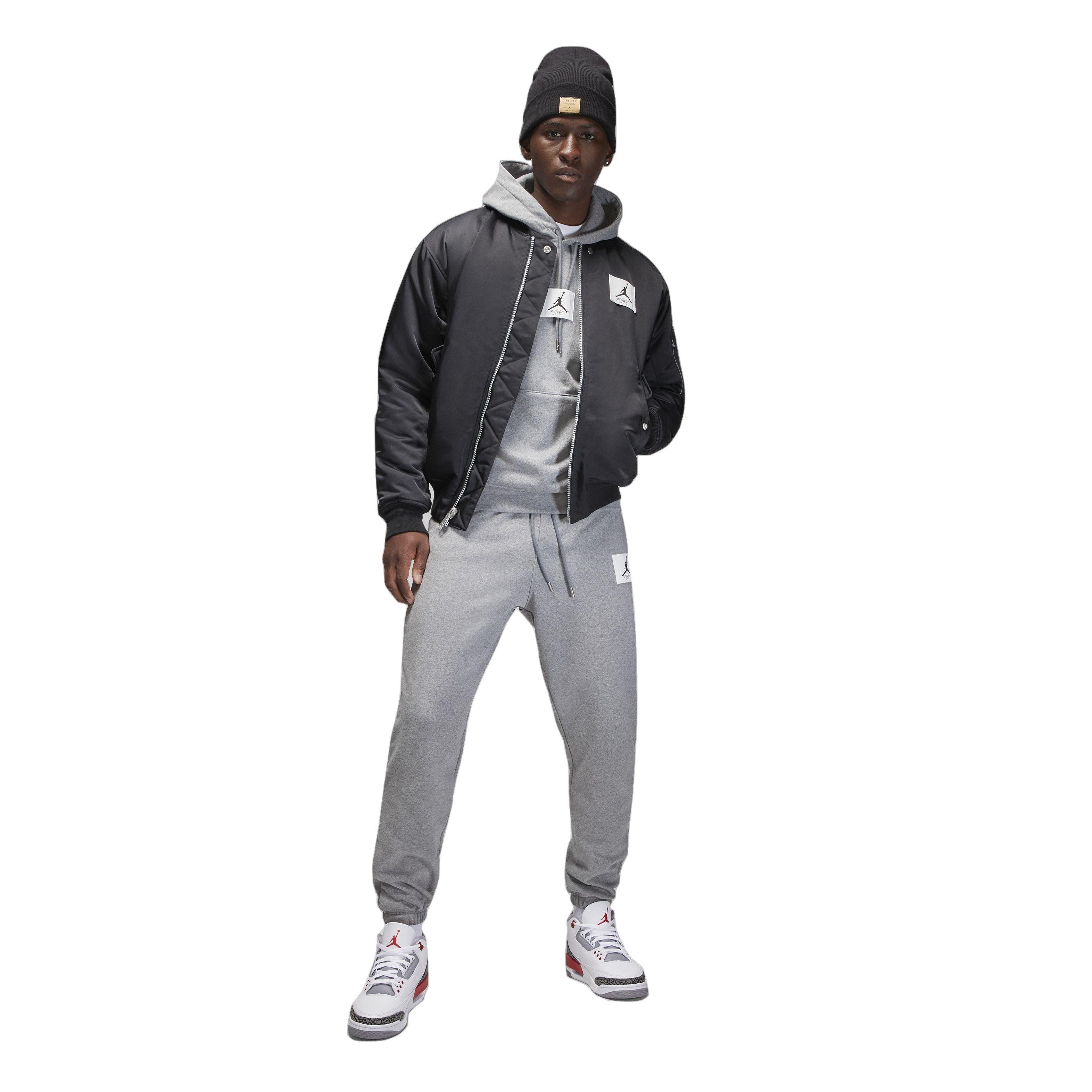 Jordan Men's Essentials Statement Fleece Hoodie-Grey - GREY Thumbnail View 4