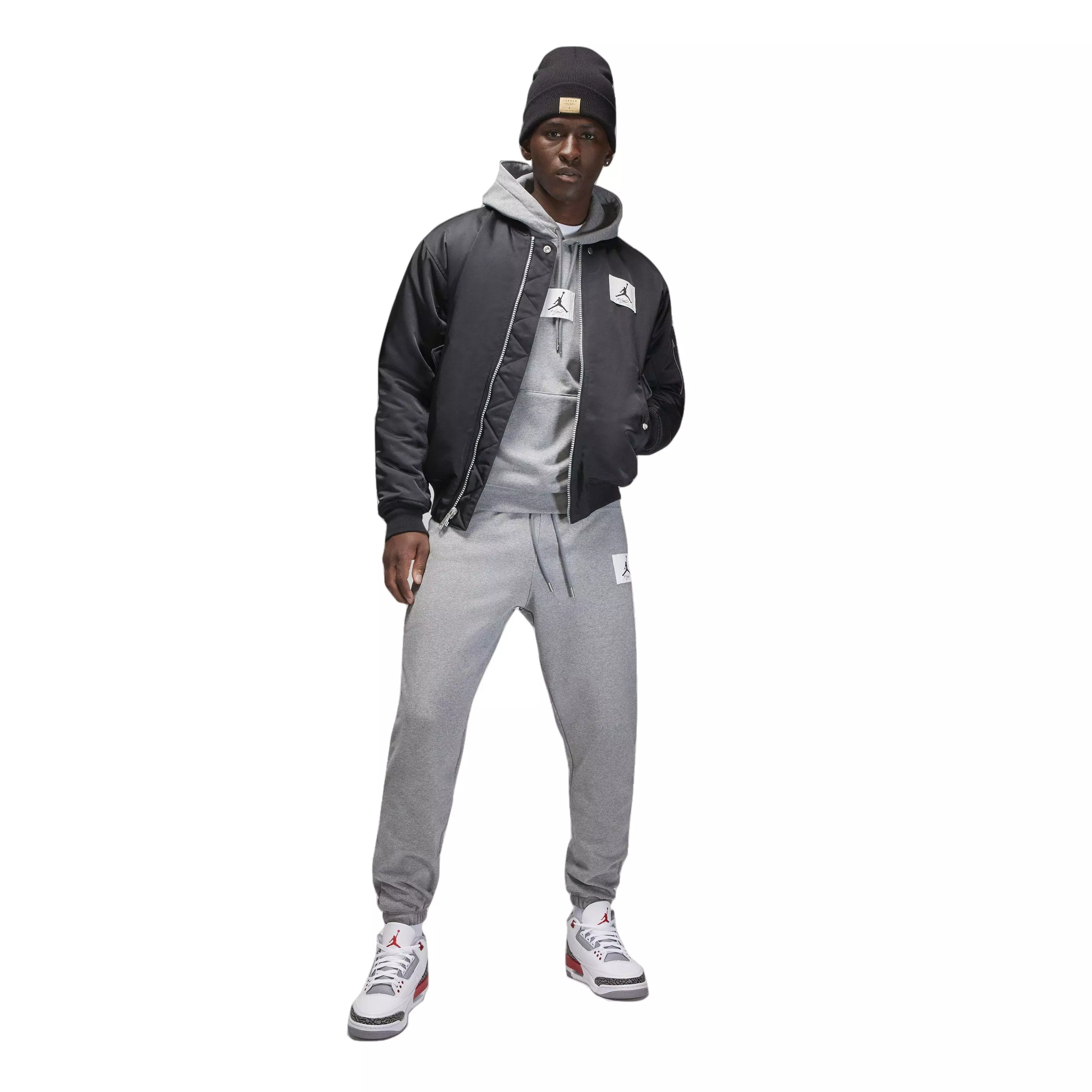 Jordan Men's Essentials Statement Fleece Hoodie-Grey - GREY