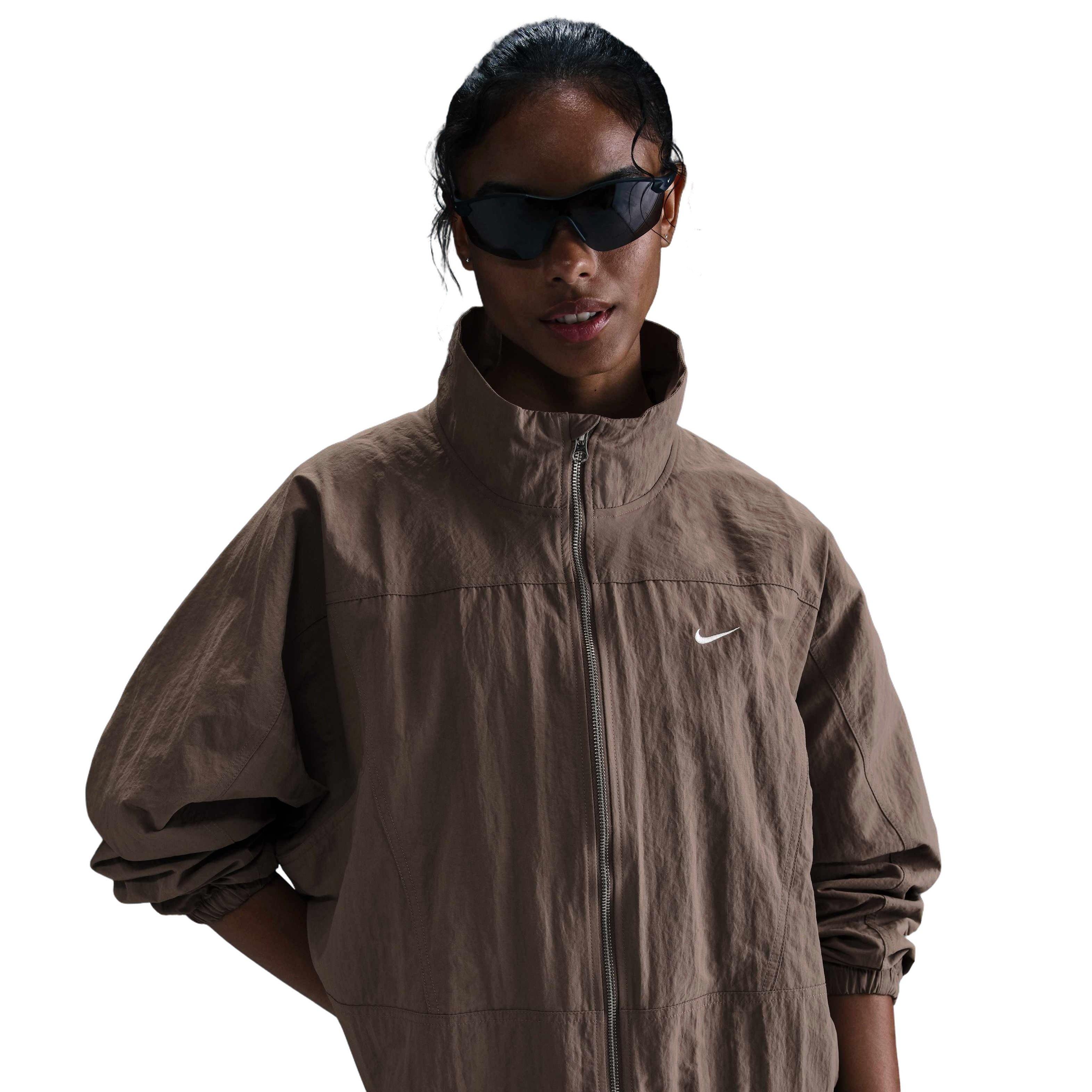 Nike Women's Sportswear Everything Wovens Repel Oversized UV Protection Jacket - Brown - BROWN Thumbnail View 1