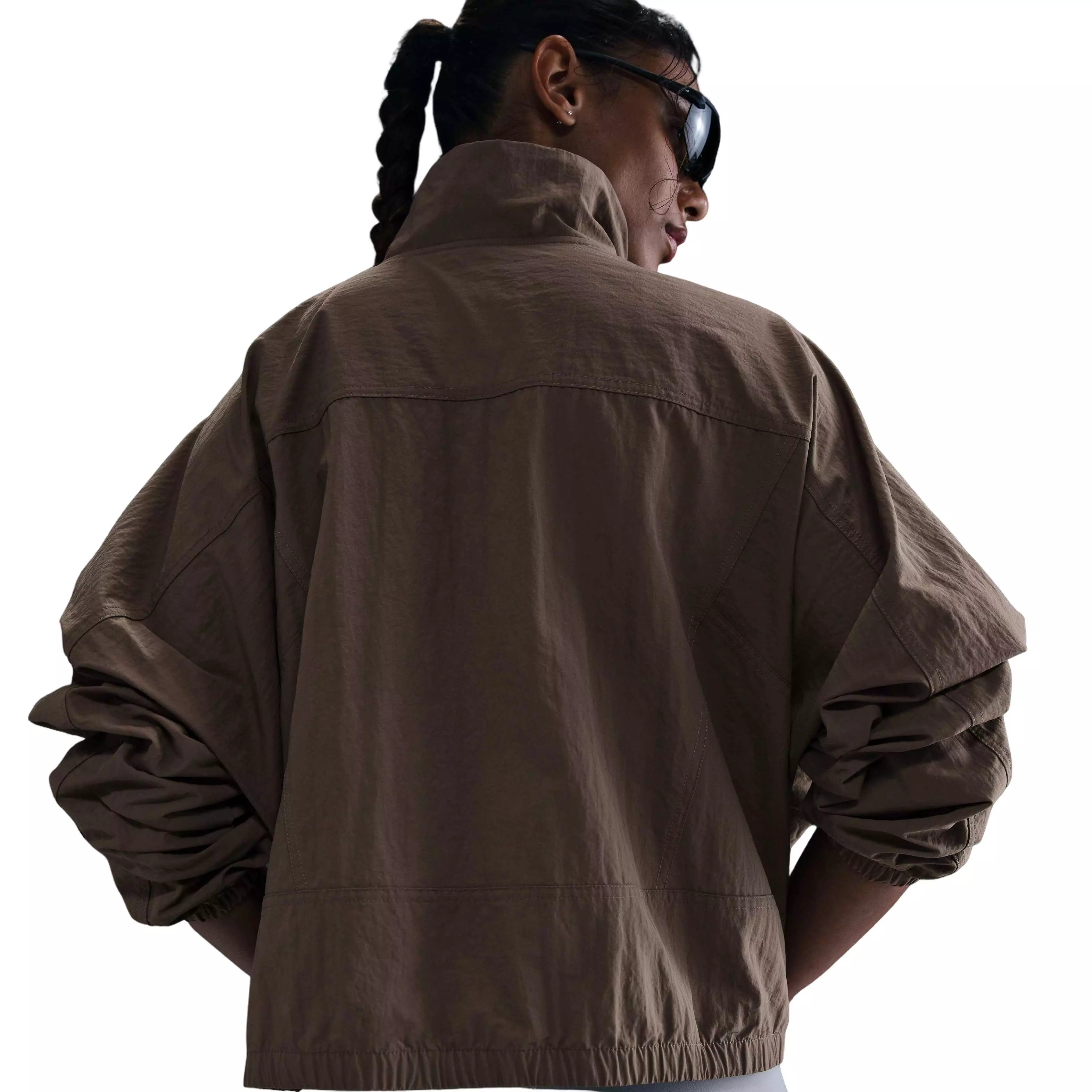 Nike Women's Sportswear Everything Wovens Repel Oversized UV Protection Jacket - Brown - BROWN