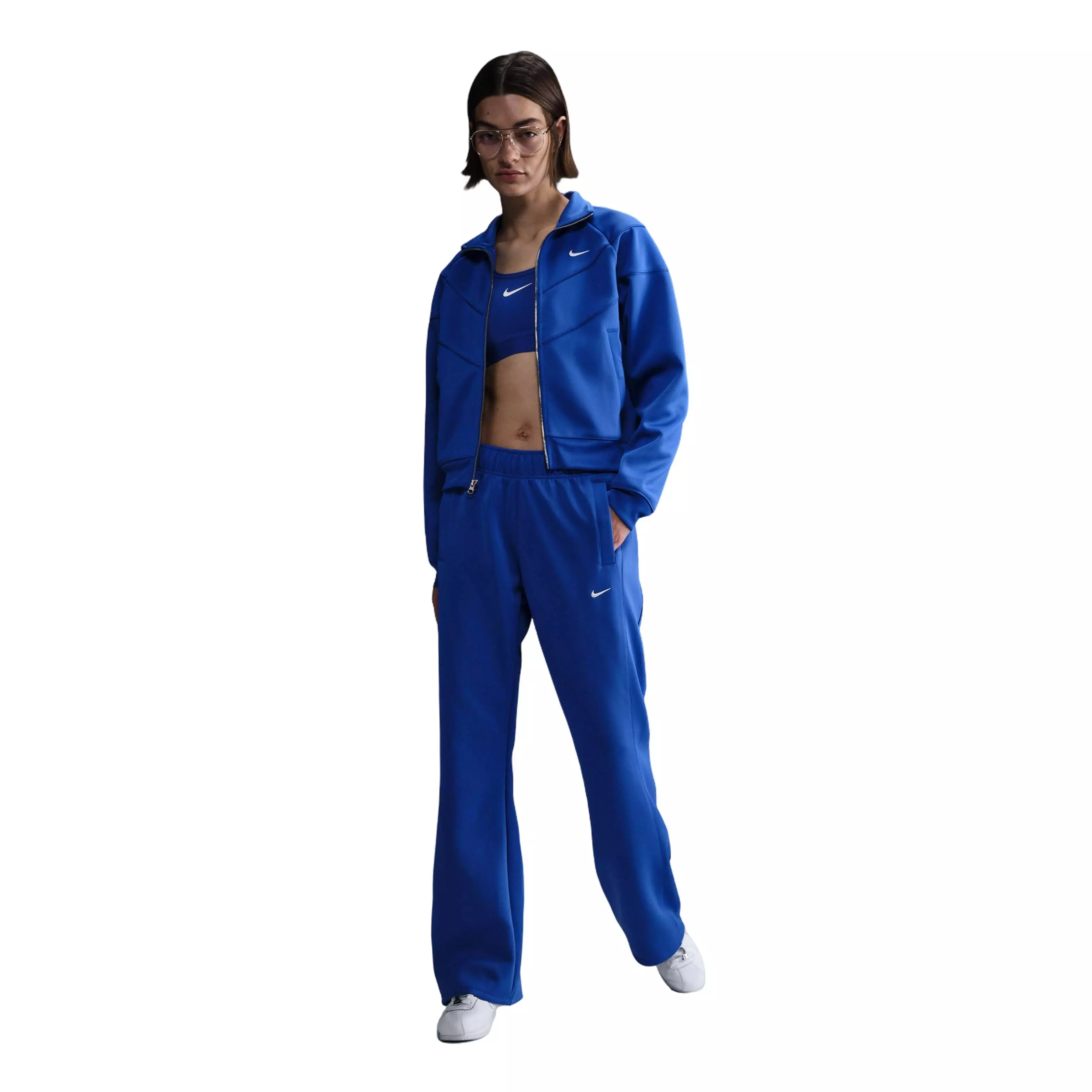 Nike Women's Sportswear Windrunner Mid-Rise Slim Knit Pants-Blue - BLUE